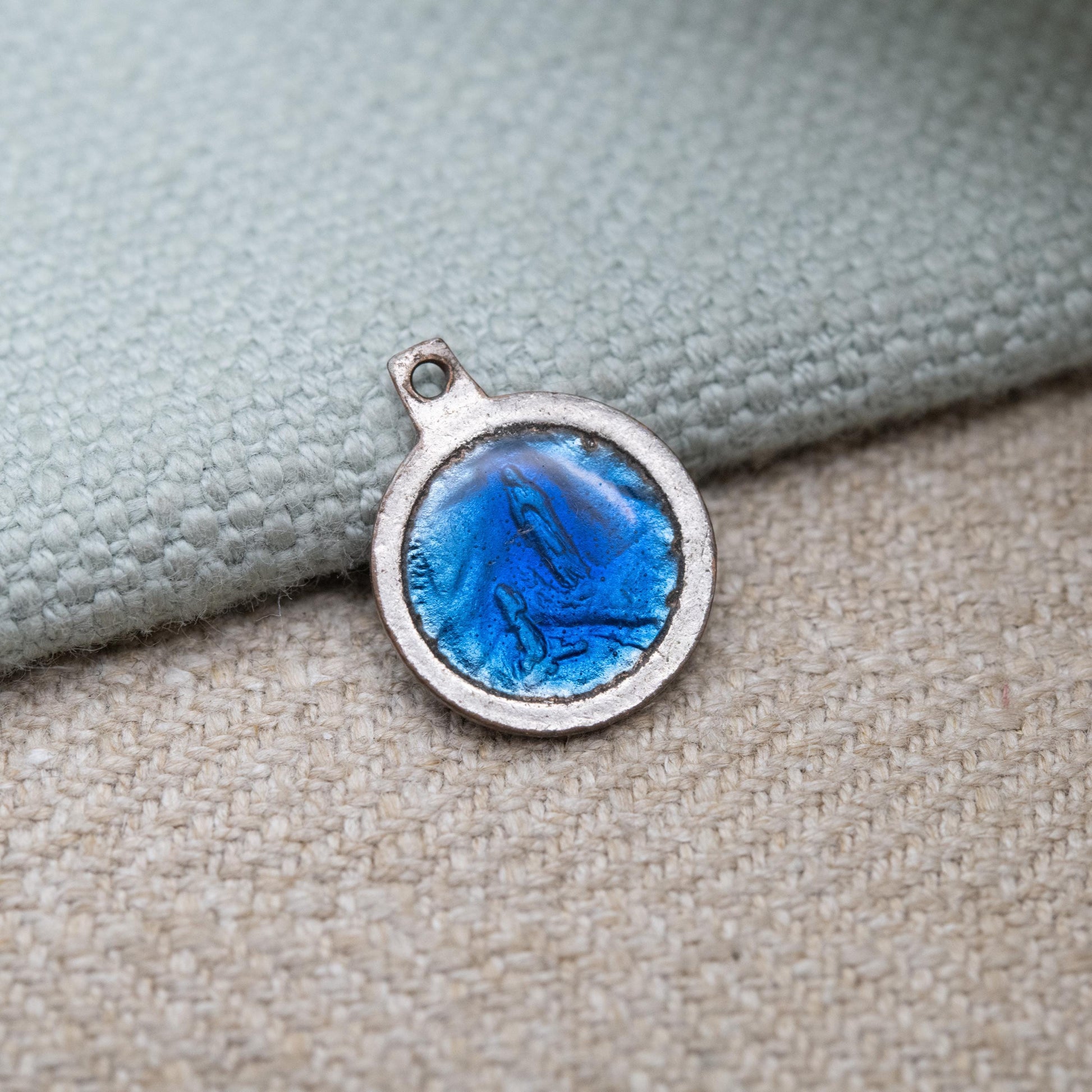 Vintage Enamel Virgin Mary Charm - Virgin Mary Mother of Jesus Christ | Religious Jewellery Christian Pendant Charm