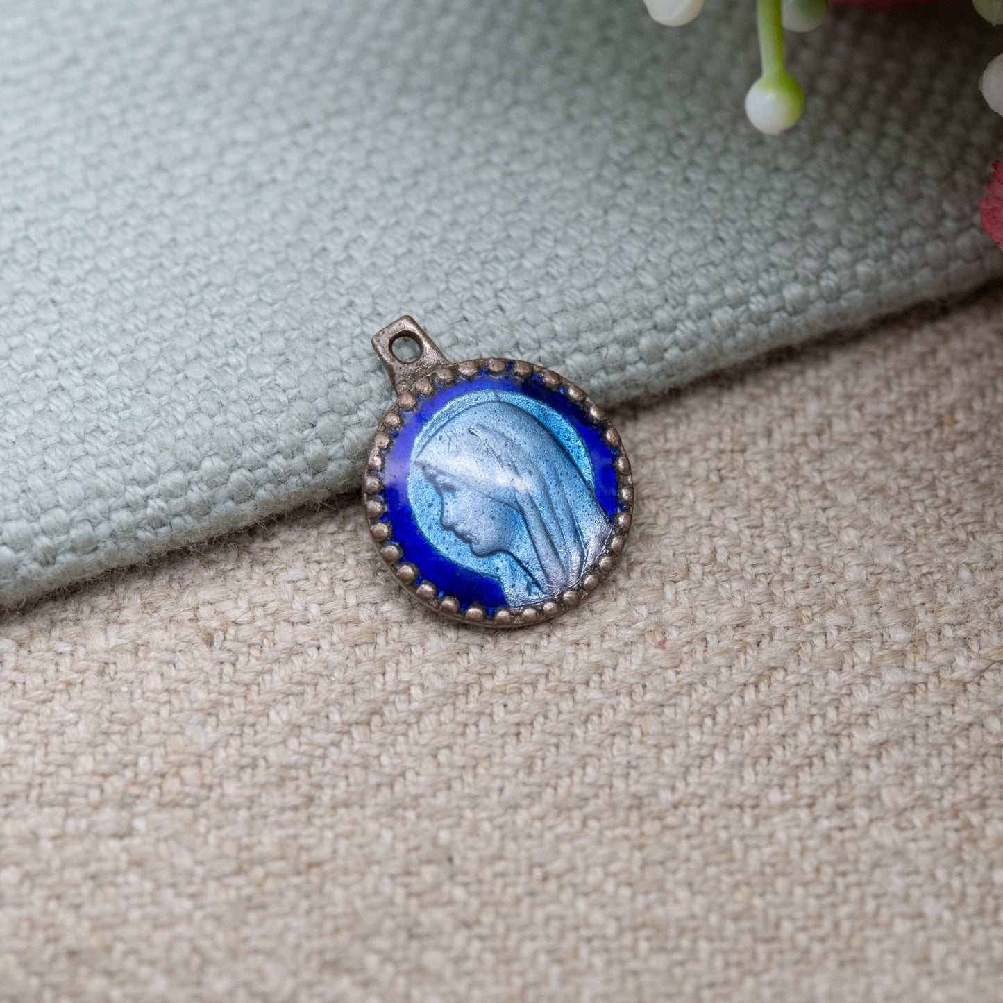 Vintage Enamel Virgin Mary Charm - Virgin Mary Mother of Jesus Christ | Religious Jewellery Christian Pendant Charm