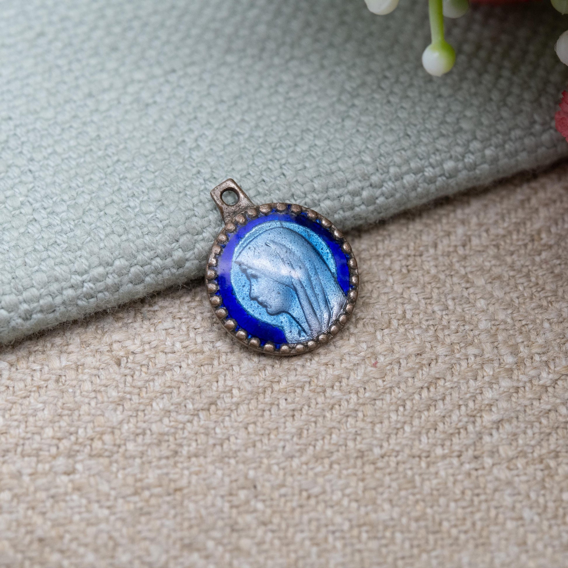 Vintage Enamel Virgin Mary Charm - Virgin Mary Mother of Jesus Christ | Religious Jewellery Christian Pendant Charm