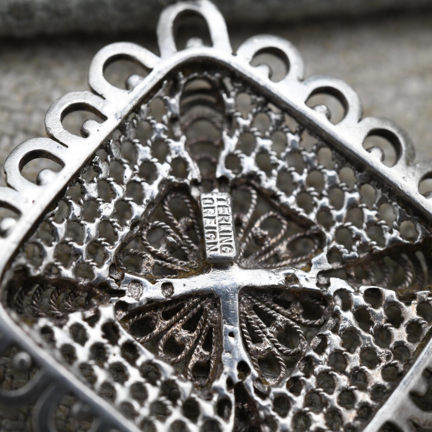 Vintage Sterling Silver Square Geometric Pendant with Ornate Openwork Design - Pretty Scrolling Cut Out | Cute Gift for Her