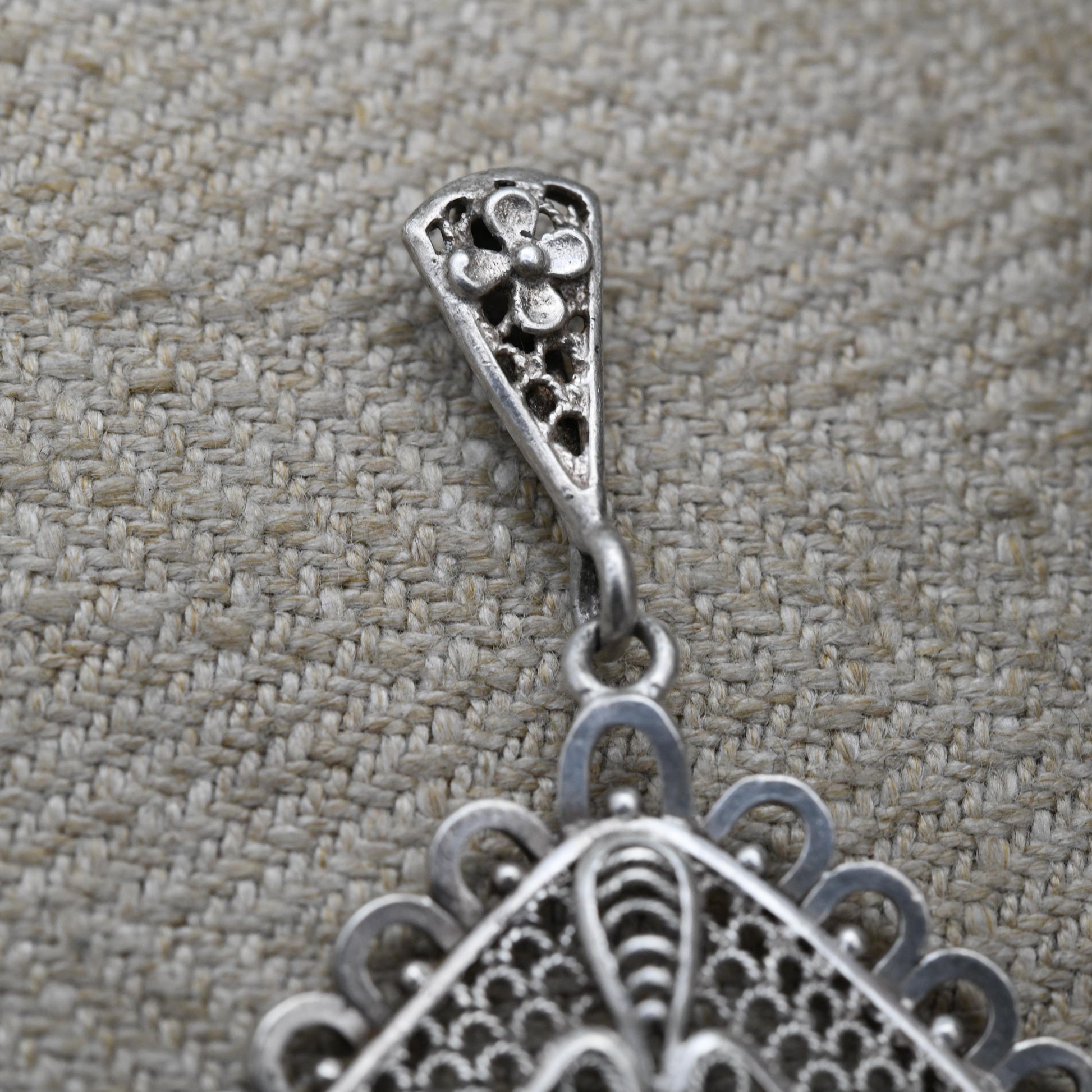 Vintage Sterling Silver Square Geometric Pendant with Ornate Openwork Design - Pretty Scrolling Cut Out | Cute Gift for Her