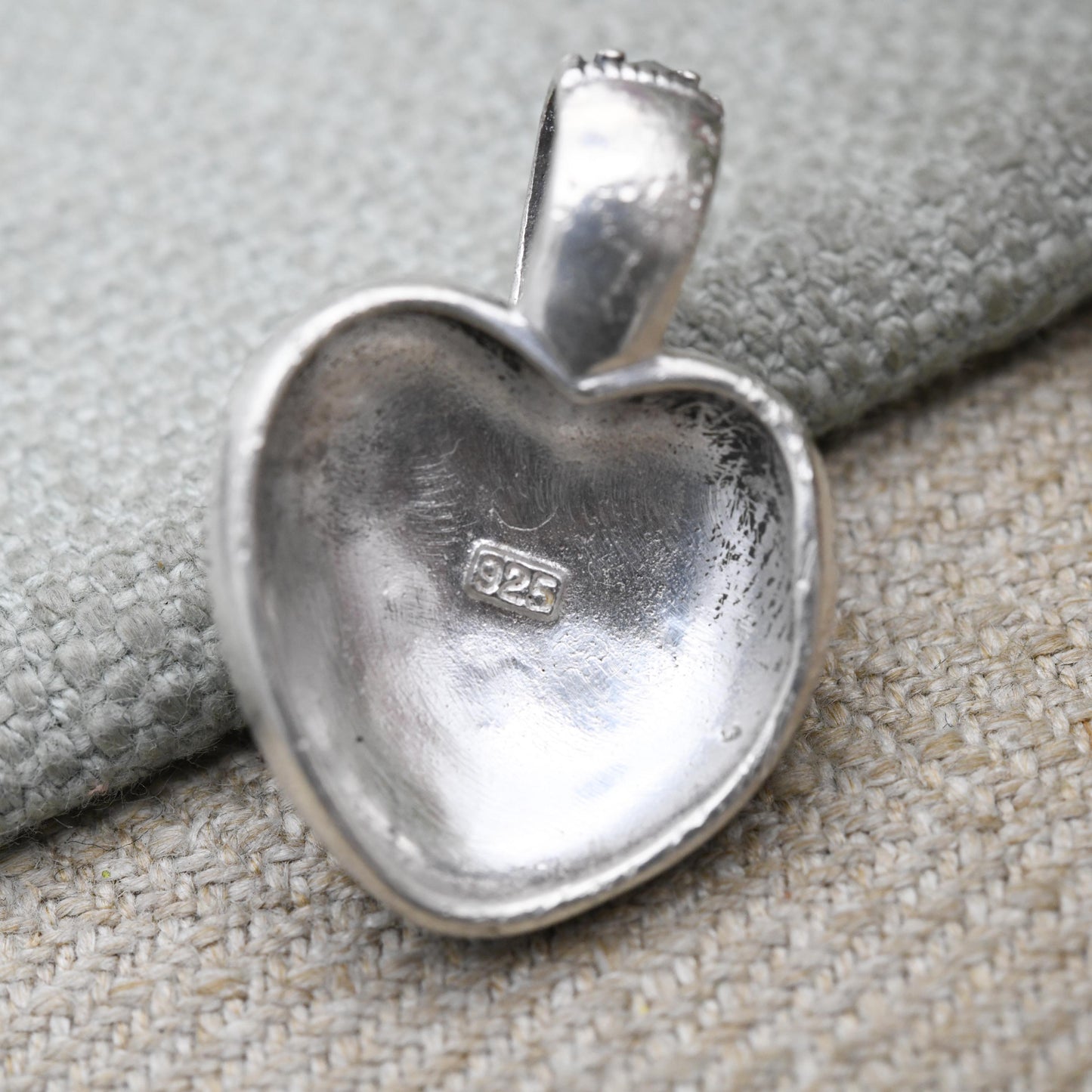 Vintage Sterling Silver Heart Locket Pendant with Marcasite Stones - Puffed Love Heart Shape | Romantic Gift for Her