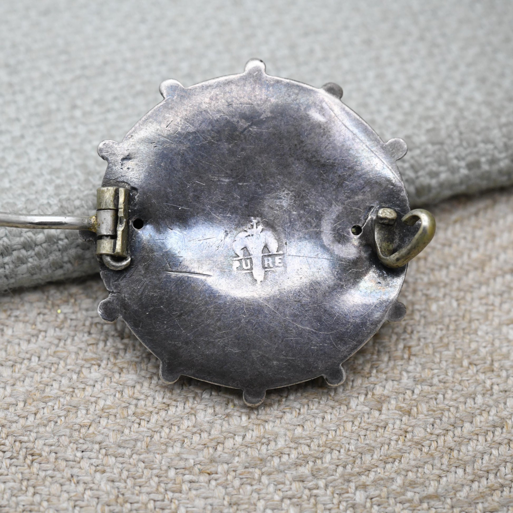 Antique Victorian Sterling Silver Etruscan Revival Brooch - Circular Rope Twist Beaded Brooch | Unisex Gift