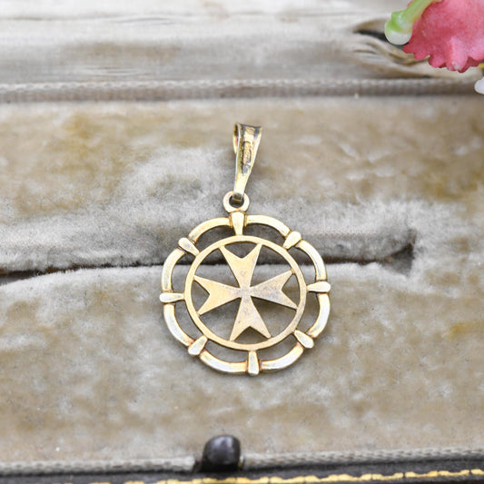 Vintage Gold Plated Sterling Silver Maltese Cross Pendant - Pretty Gift for Charm Necklace Stack