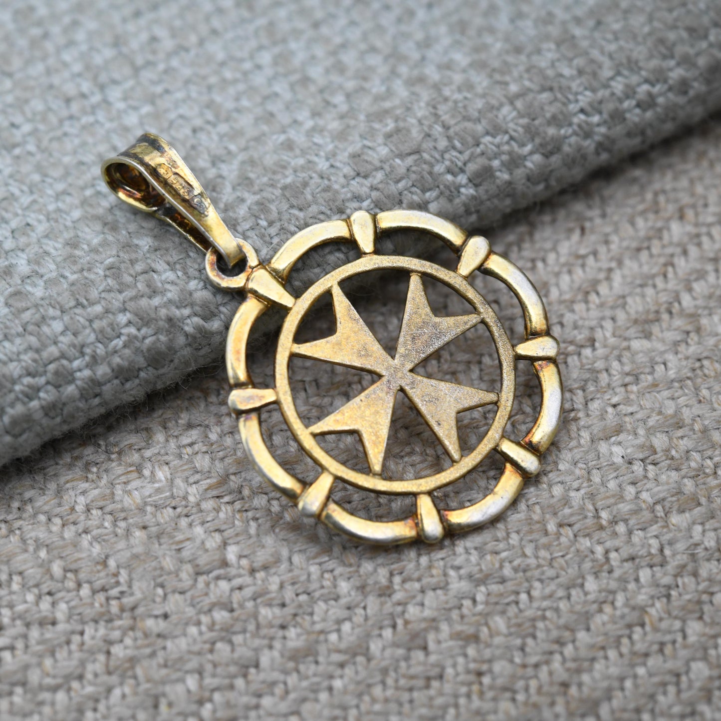 Vintage Gold Plated Sterling Silver Maltese Cross Pendant - Pretty Gift for Charm Necklace Stack