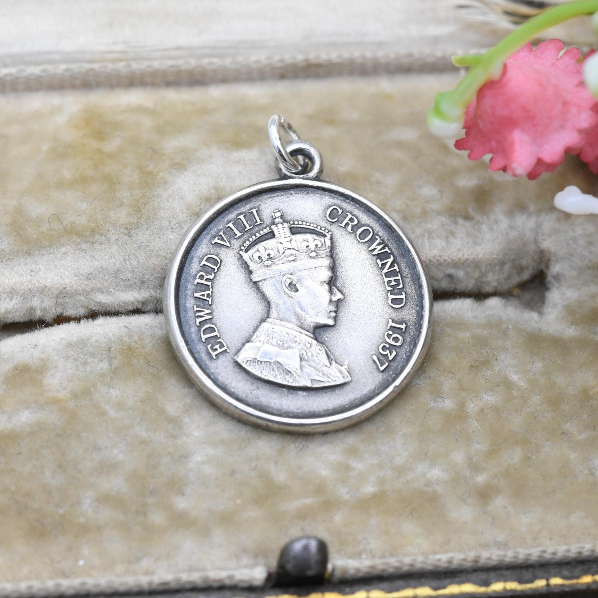 Vintage Sterling Silver Edward VIII 1937 Coronation Medal - Small Silver Charm Pendant