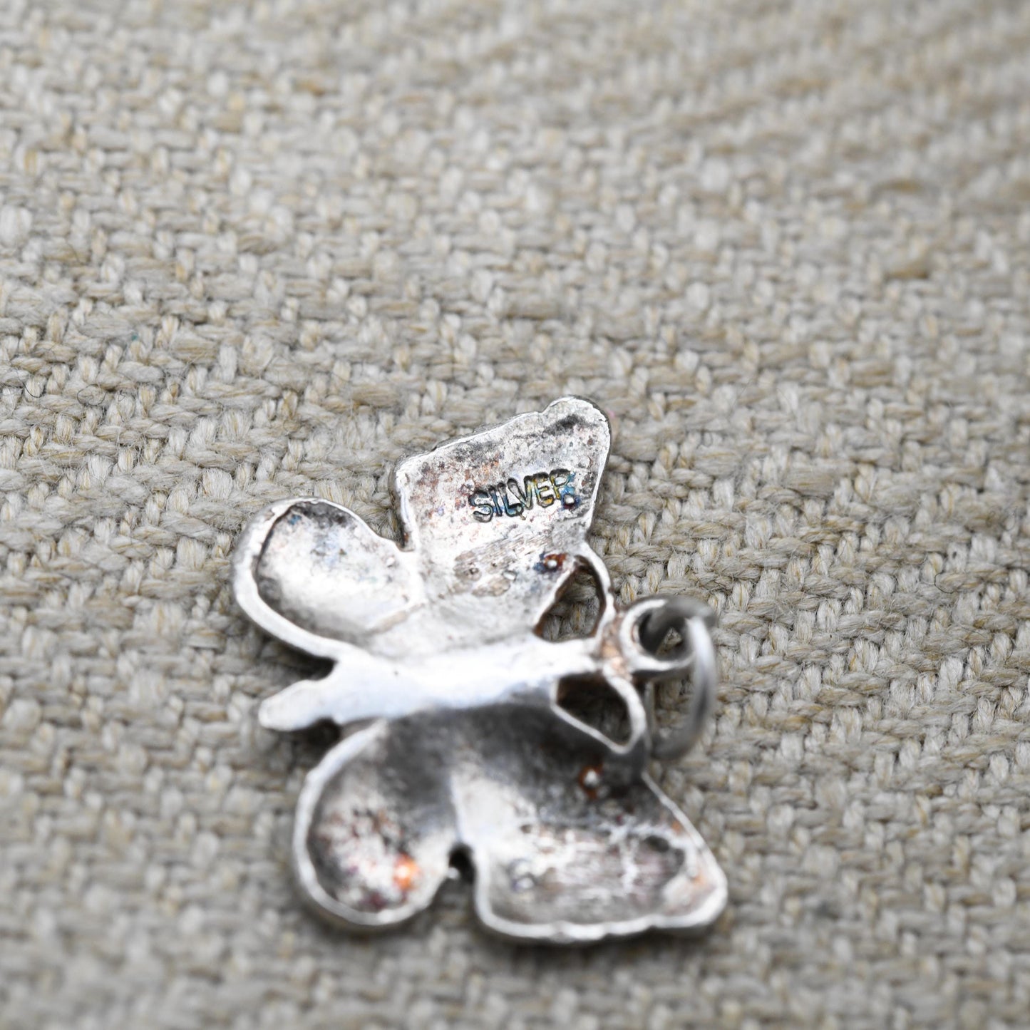 Vintage Sterling Silver Butterfly Charm Pendant - Diamond Cut Star Pattern Wings | Pendant Charm Necklace Stack