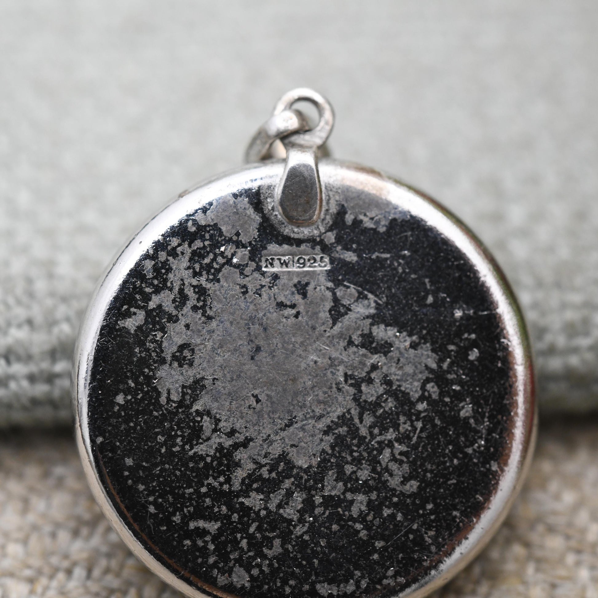 Vintage Sterling Silver Floral Pendant - Painted Flower Design | Small Circle Gift for Necklace