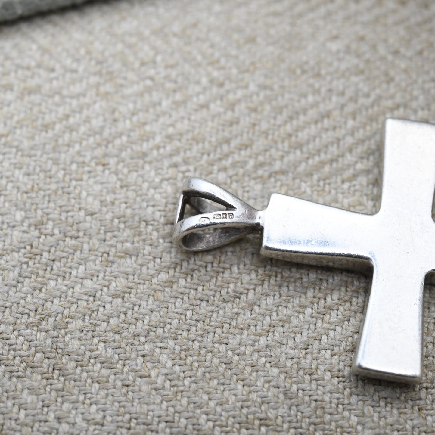 Sterling Silver Cross Pendant with Inlaid Mother of Pearl - Chunky Cross | Christian Charm for Religious Necklace