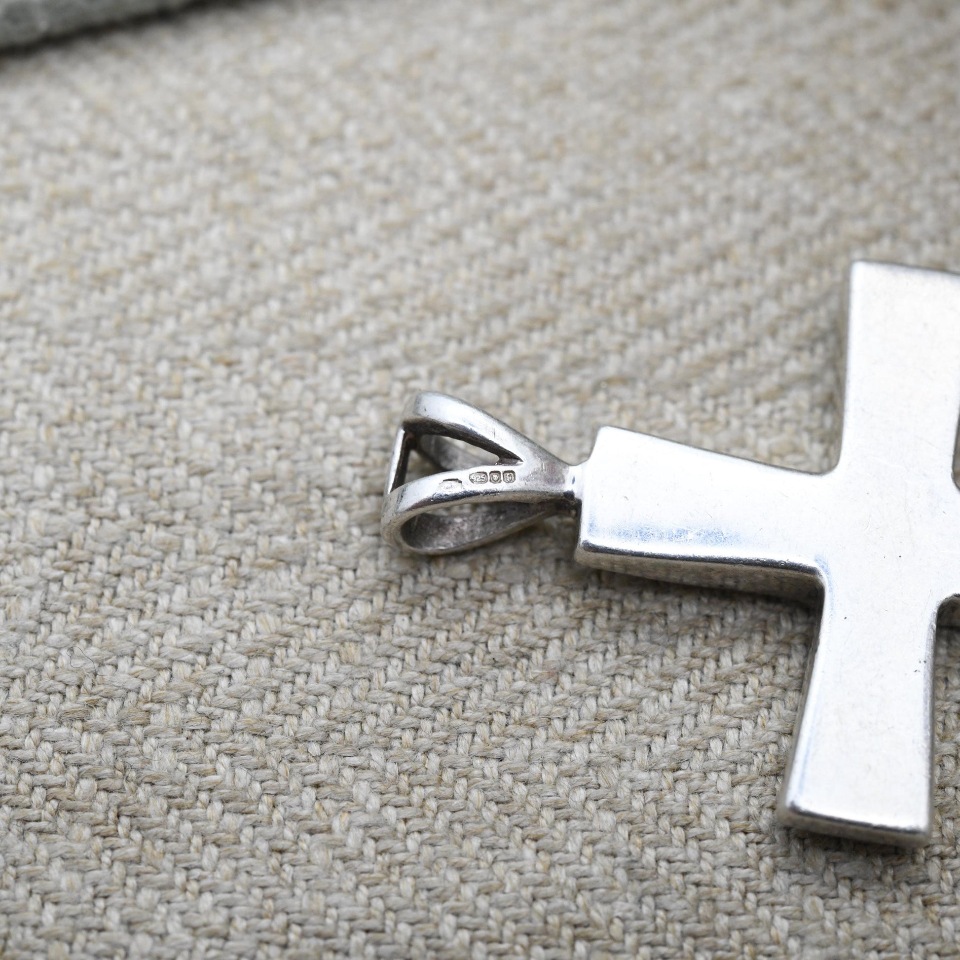 Sterling Silver Cross Pendant with Inlaid Mother of Pearl - Chunky Cross | Christian Charm for Religious Necklace