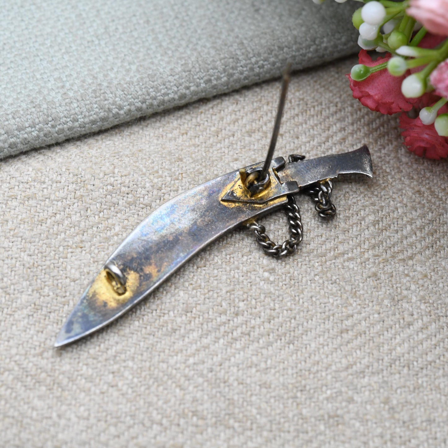 Vintage Silver Gurkha Khukuri Brooch - Nepalese Traditional Knife | British Armed Forces Tie Pin