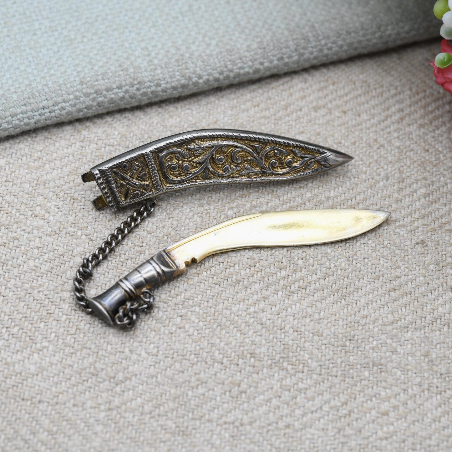 Vintage Silver Gurkha Khukuri Brooch - Nepalese Traditional Knife | British Armed Forces Tie Pin