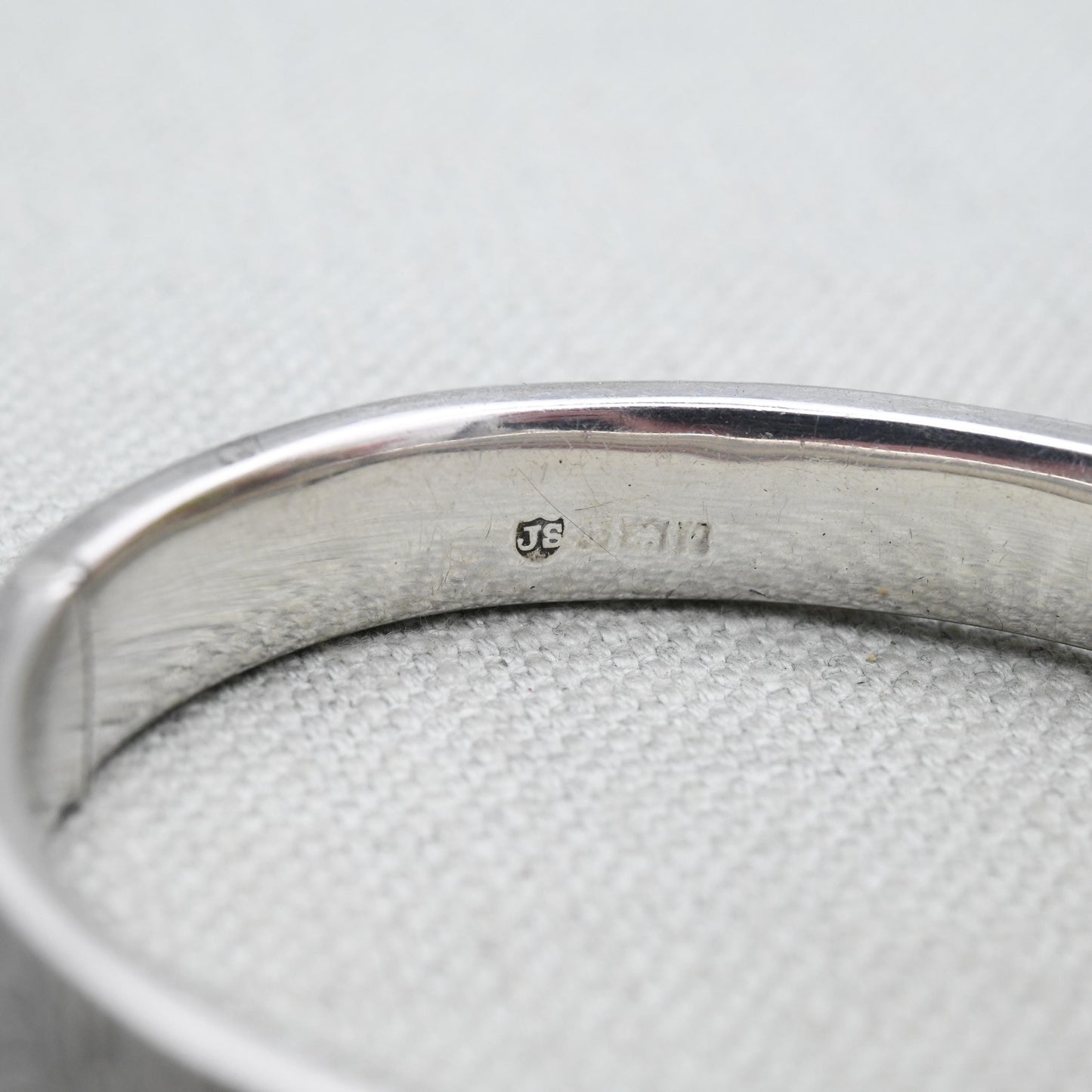 Vintage Sterling Silver Floral Engraved Bangle Bracelet 1970 - Chunky Victorian Aesthetic Scrolling Style with Safety Chain