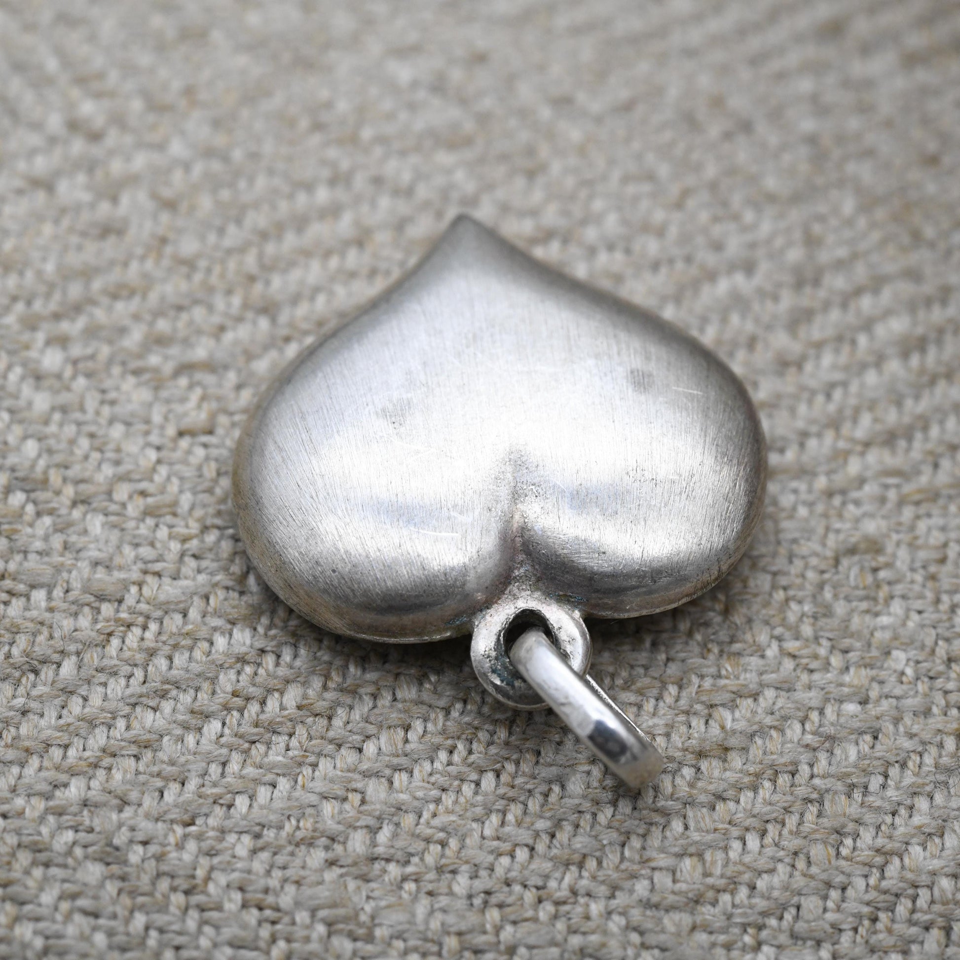 Vintage European Silver Puff Heart Pendant - Romantic Love Heart Gift for Her Necklace Chain