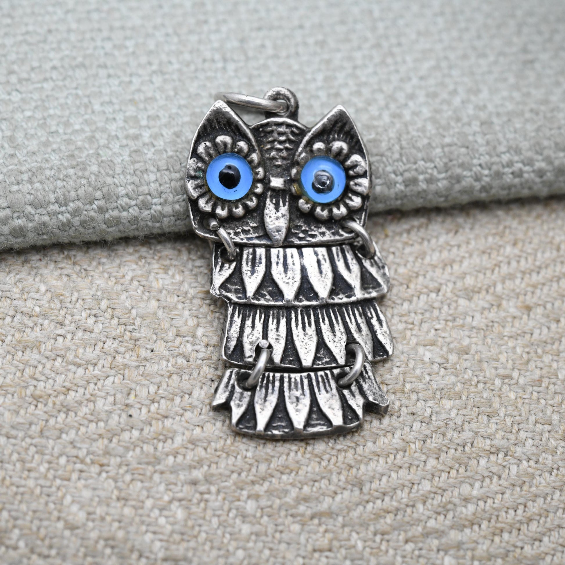 Vintage Silver Owl Charm Pendant - Cute Animal Nature Lover Gift | Articulated Necklace | Athena Symbol of Wisdom