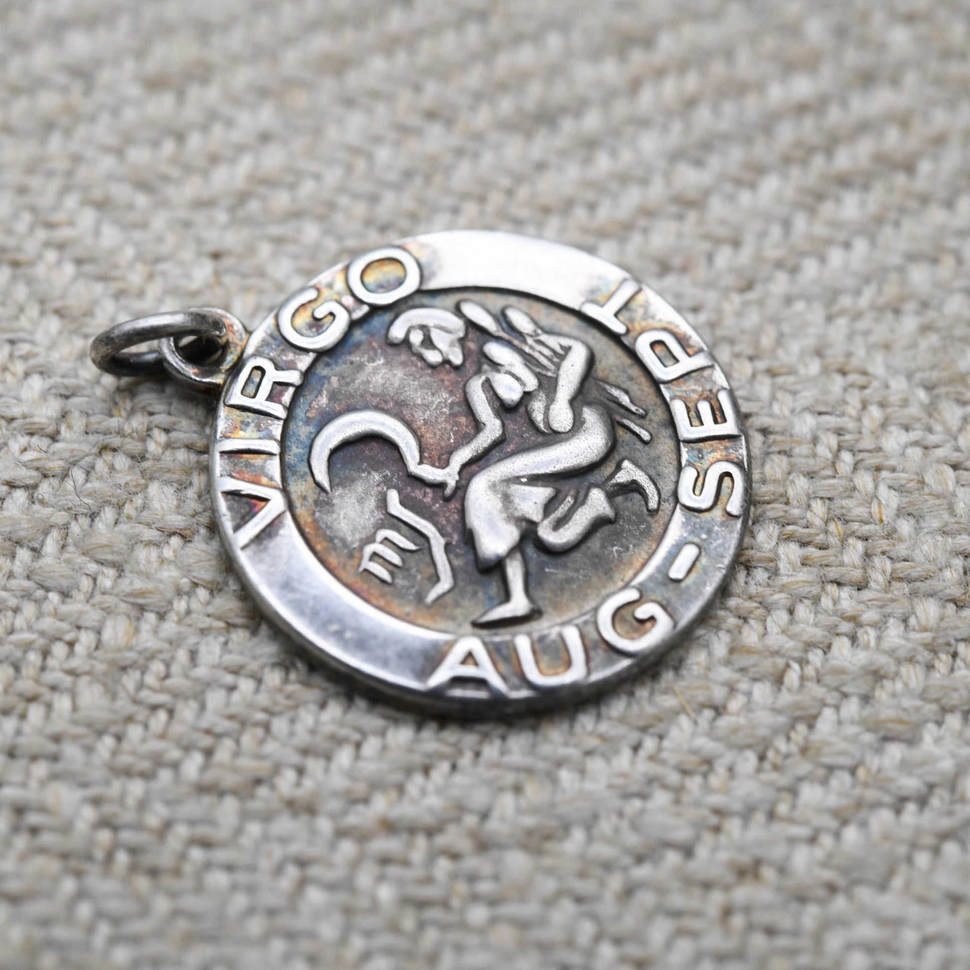 Vintage Sterling Silver Virgo Pendant - Mid-Century Astrological Zodiac Star Sign Symbol | August September Birthday Gift