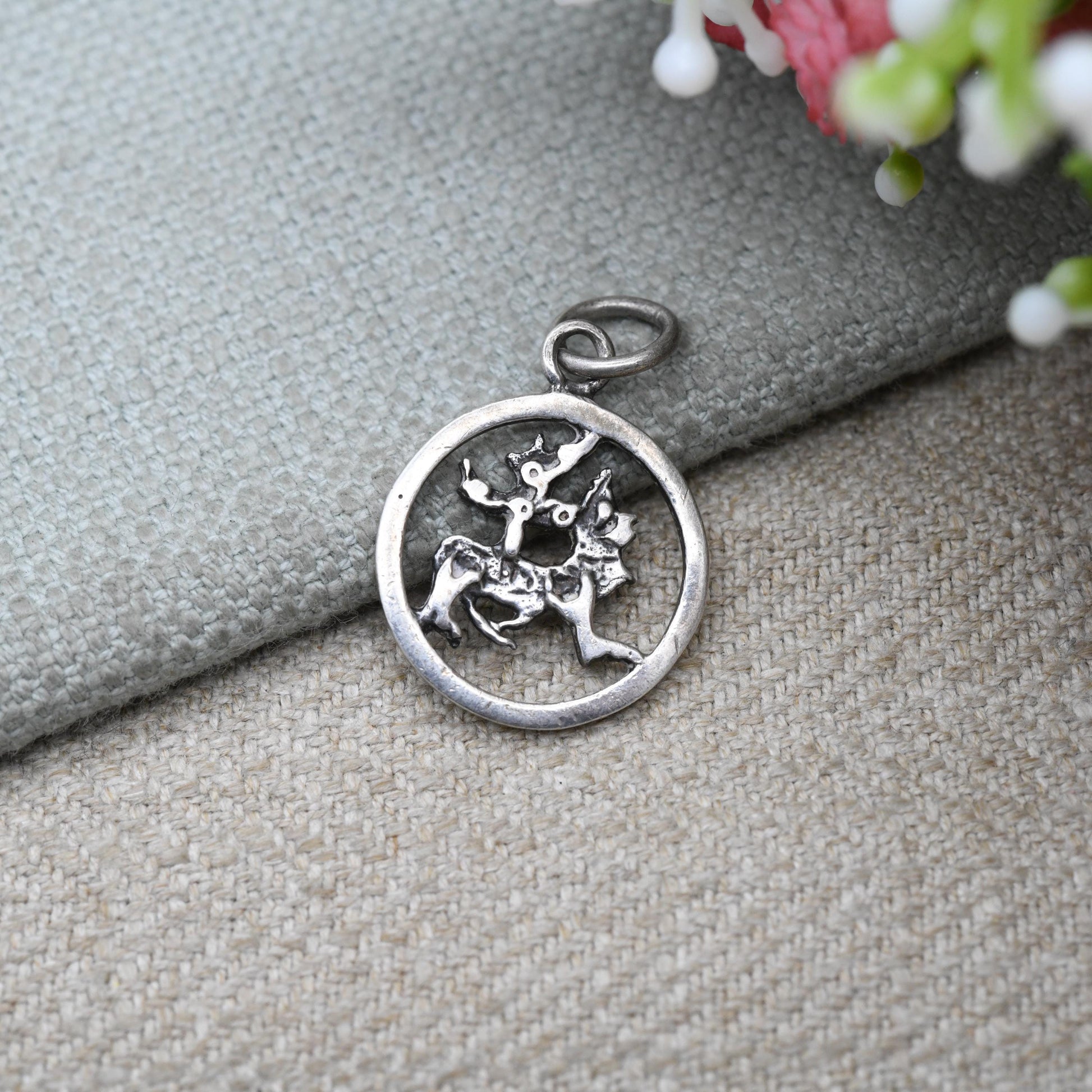 Vintage Sterling Silver Maeshowe Dragon Pendant Charm - Scottish Traditional Celtic Dragon Design | Souvenir Gift for Necklace Chain
