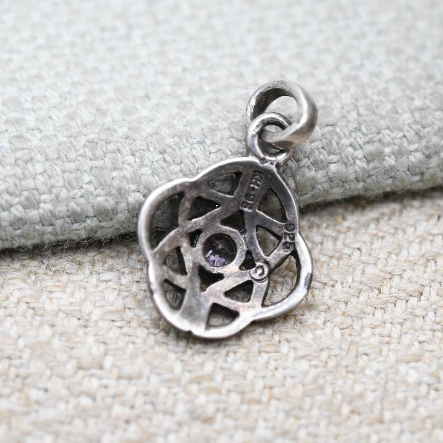 Vintage Sterling Silver Celtic Amethyst Pendant by Kit Heath - Openwork Purple Gemstone Jewellery | Celtic Knot Designer