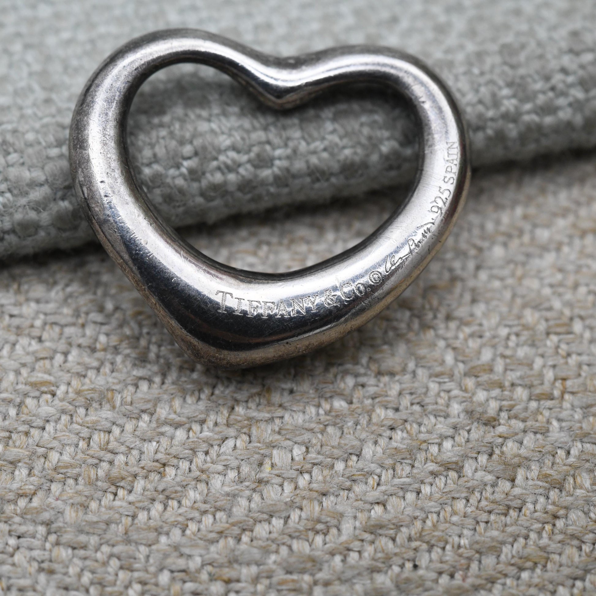 Tiffany & Co Elsa Peretti Silver Open Heart Pendant Necklace - Medium Sized Openwork Romantic Gift | Genuine Signed Designer Jewellery