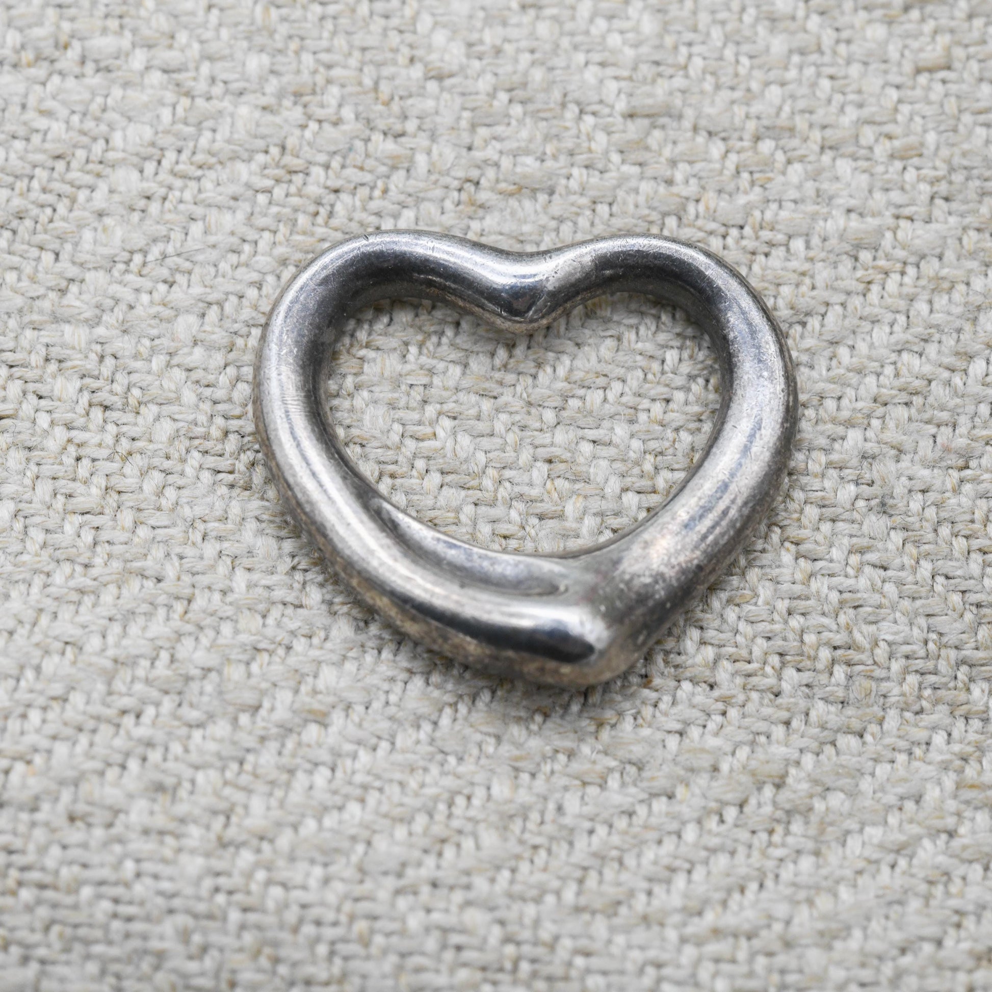 Tiffany & Co Elsa Peretti Silver Open Heart Pendant Necklace - Medium Sized Openwork Romantic Gift | Genuine Signed Designer Jewellery