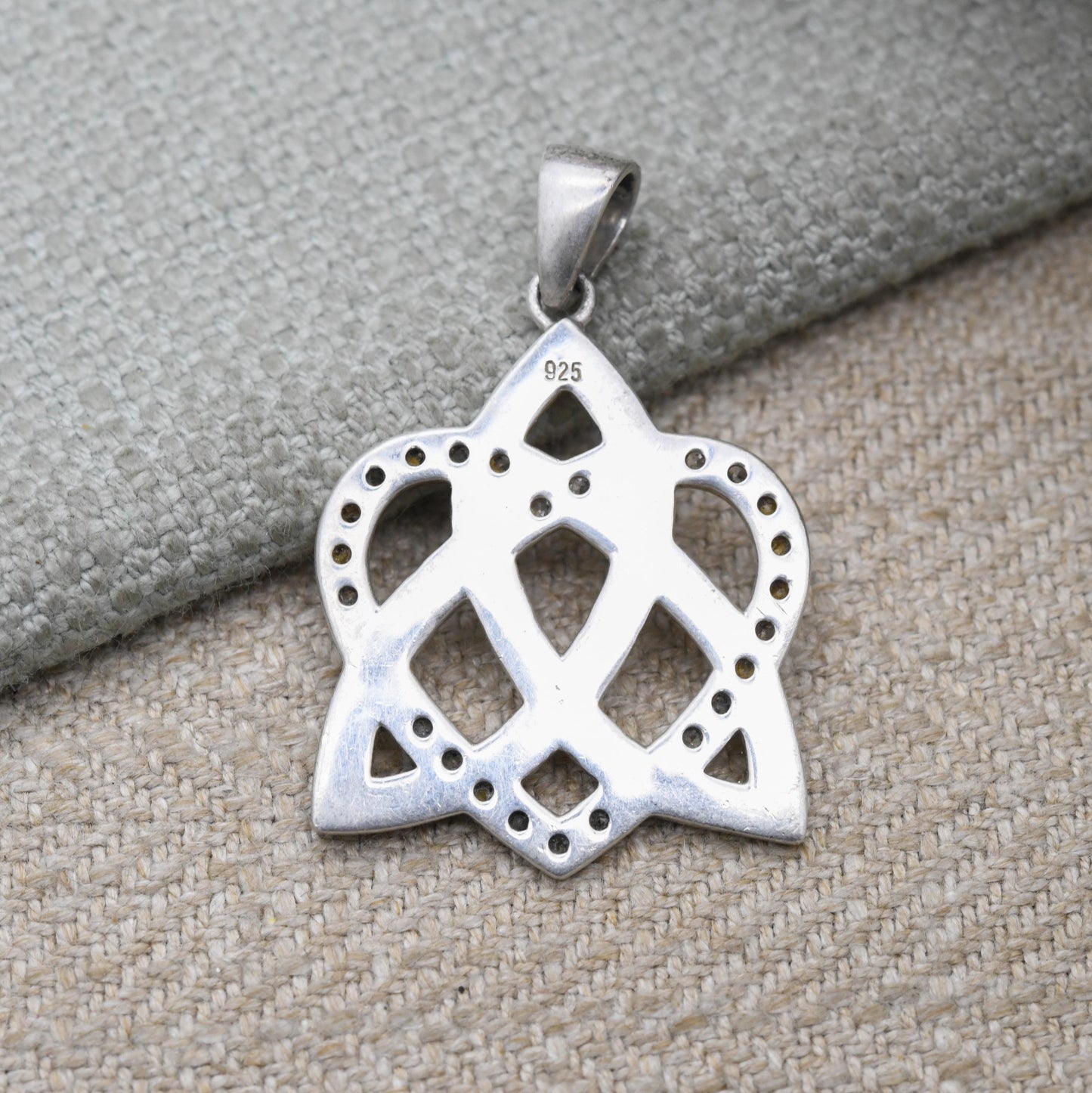 Vintage Sterling Silver Celtic Love Pendant - Clear Stone Love Heart and Triquetra Jewellery | Gift for Charm Bracelet Necklace