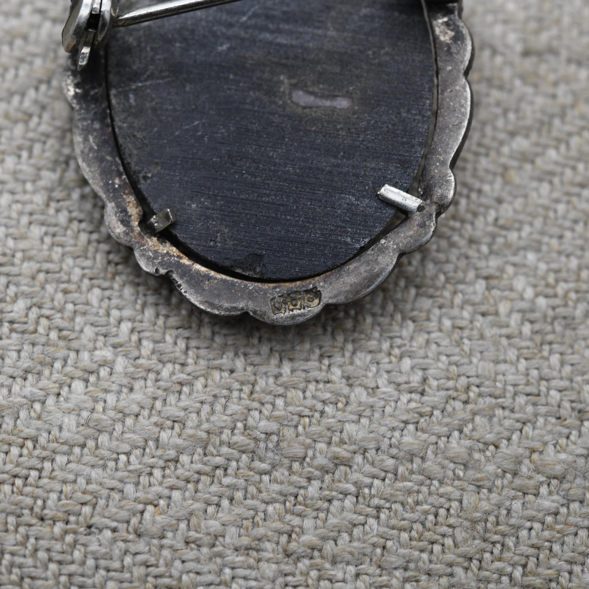 Vintage Silver Cameo Brooch Pendant with Shell Cameo - Woman Profile Portrait | Marcasite Border | Gift for Her