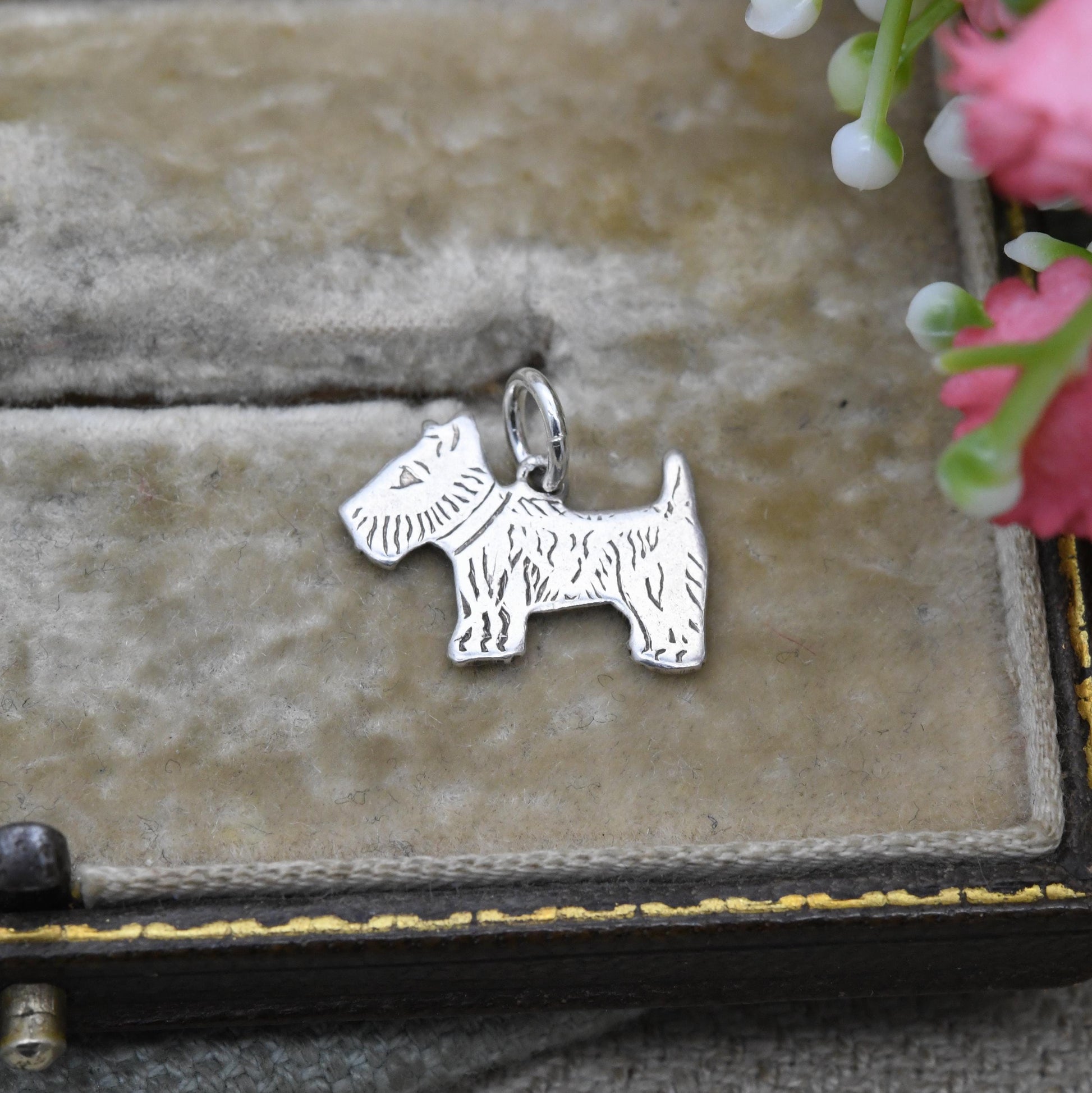 Vintage Sterling Silver Scottie Dog Charm Pendant - Scottish Terrier Dog Charm | Gift for Charm Bracelet
