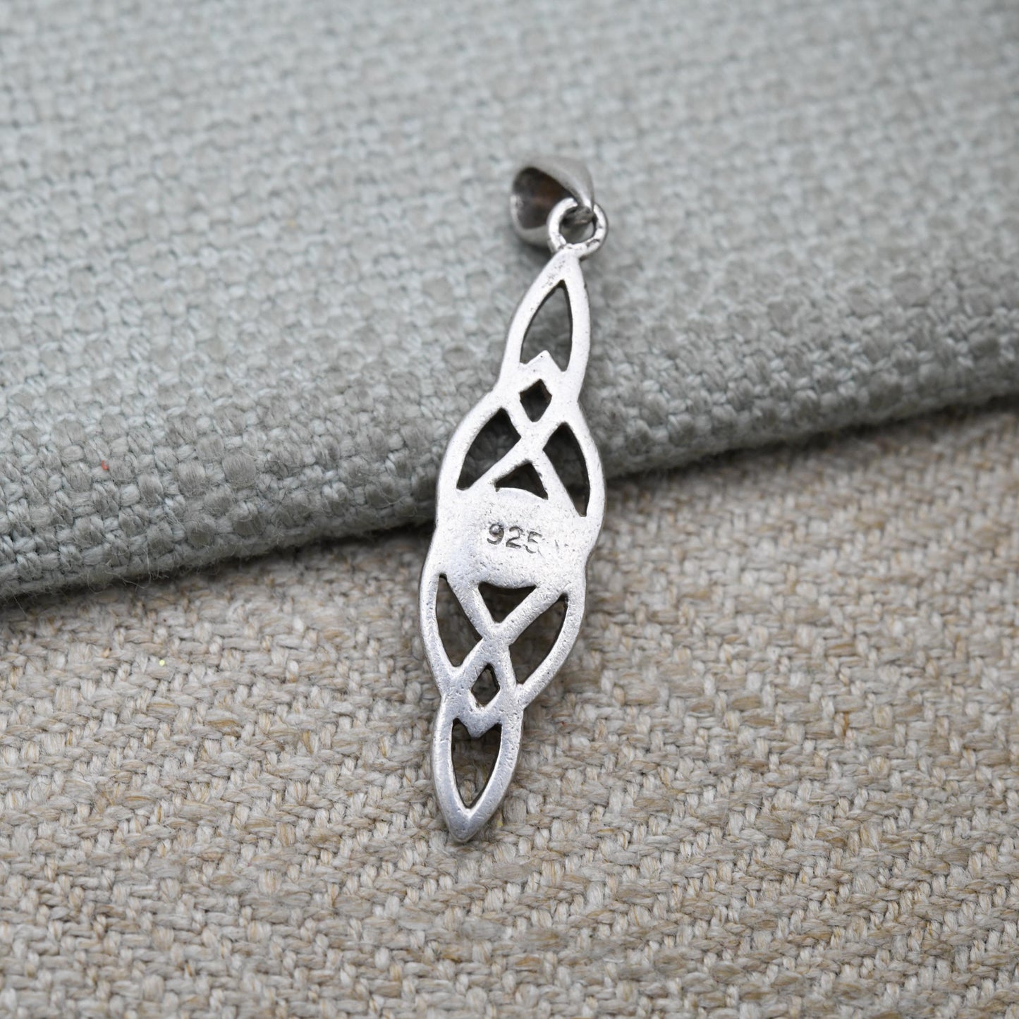 Vintage Sterling Silver Onyx Celtic Knot Pendant - Black Gemstone Jewellery | Small Openwork Pendant for Charm Necklace
