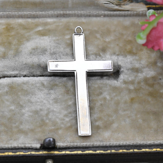 Vintage Sterling Silver Cross Pendant - Modest Religious Jewellery | Christian Necklace | Gift for Christening Baptism