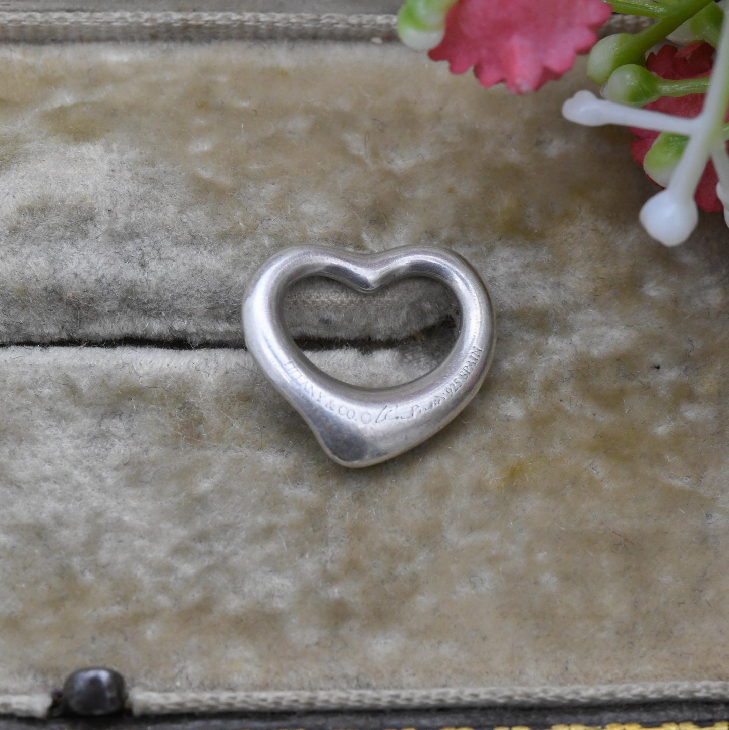 Tiffany & Co Elsa Peretti Open Heart Pendant Necklace Sterling Silver - Medium Size 16mm | Genuine Signed Designer Jewellery