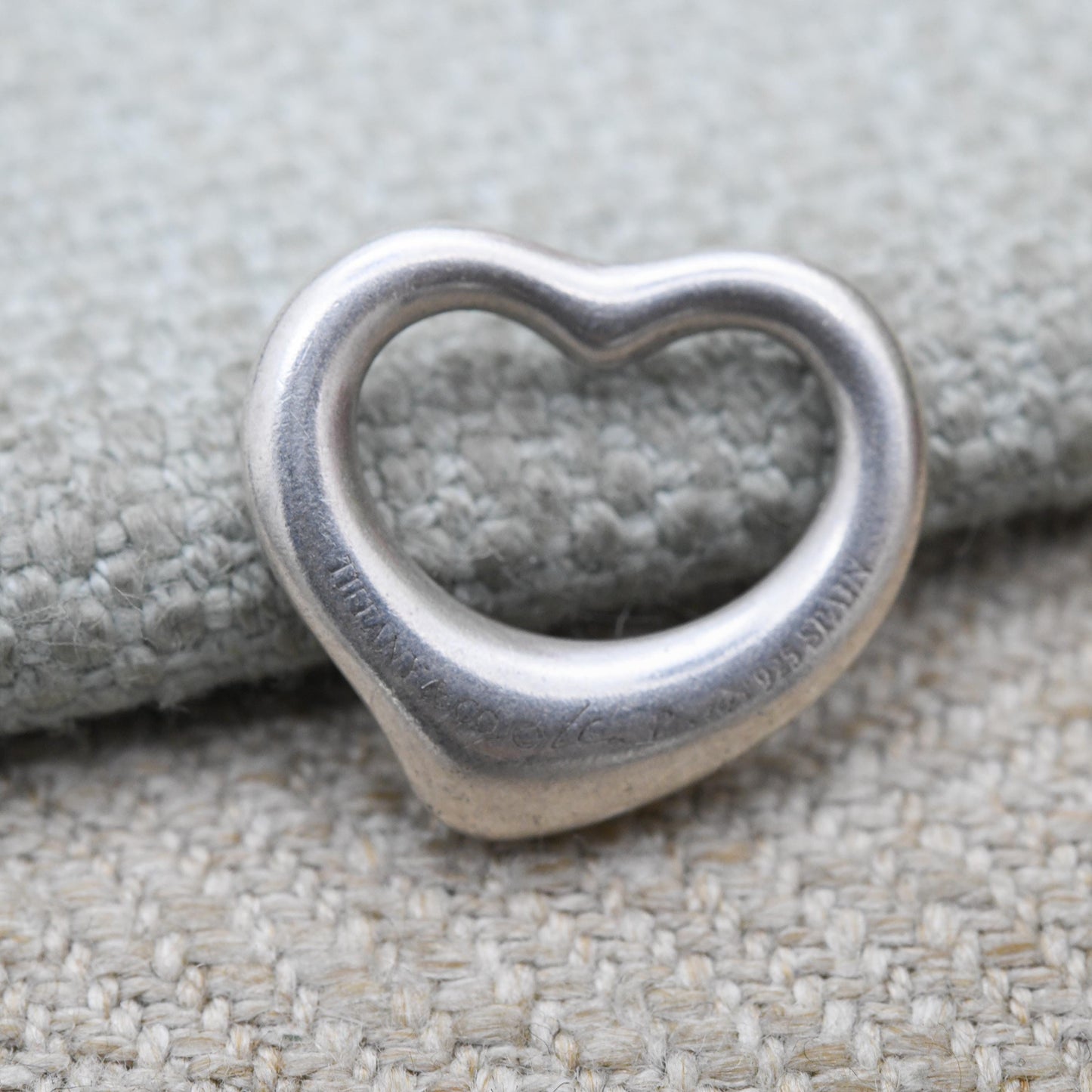 Tiffany & Co Elsa Peretti Open Heart Pendant Necklace Sterling Silver - Medium Size 16mm | Genuine Signed Designer Jewellery