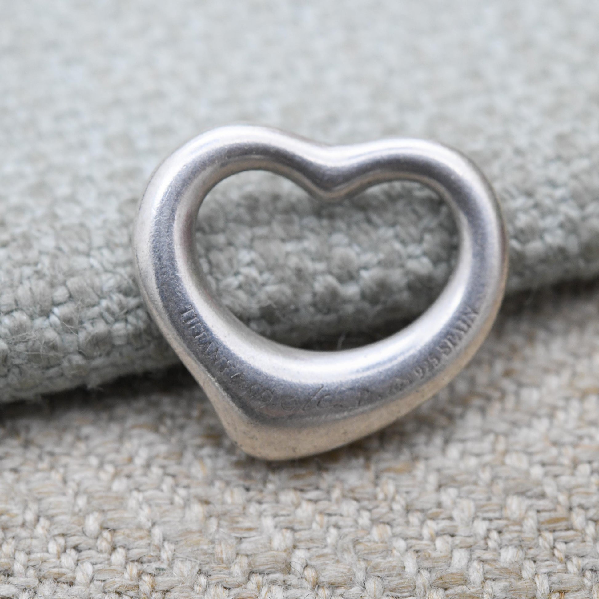 Tiffany & Co Elsa Peretti Open Heart Pendant Necklace Sterling Silver - Medium Size 16mm | Genuine Signed Designer Jewellery