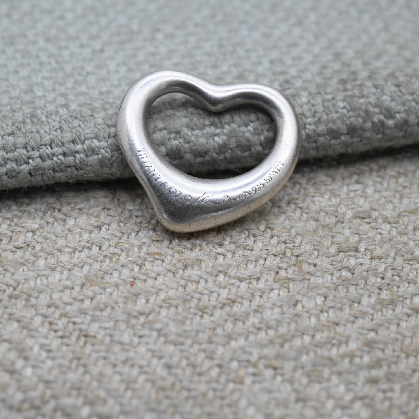 Tiffany & Co Elsa Peretti Open Heart Pendant Necklace Sterling Silver - Medium Size 16mm | Genuine Signed Designer Jewellery