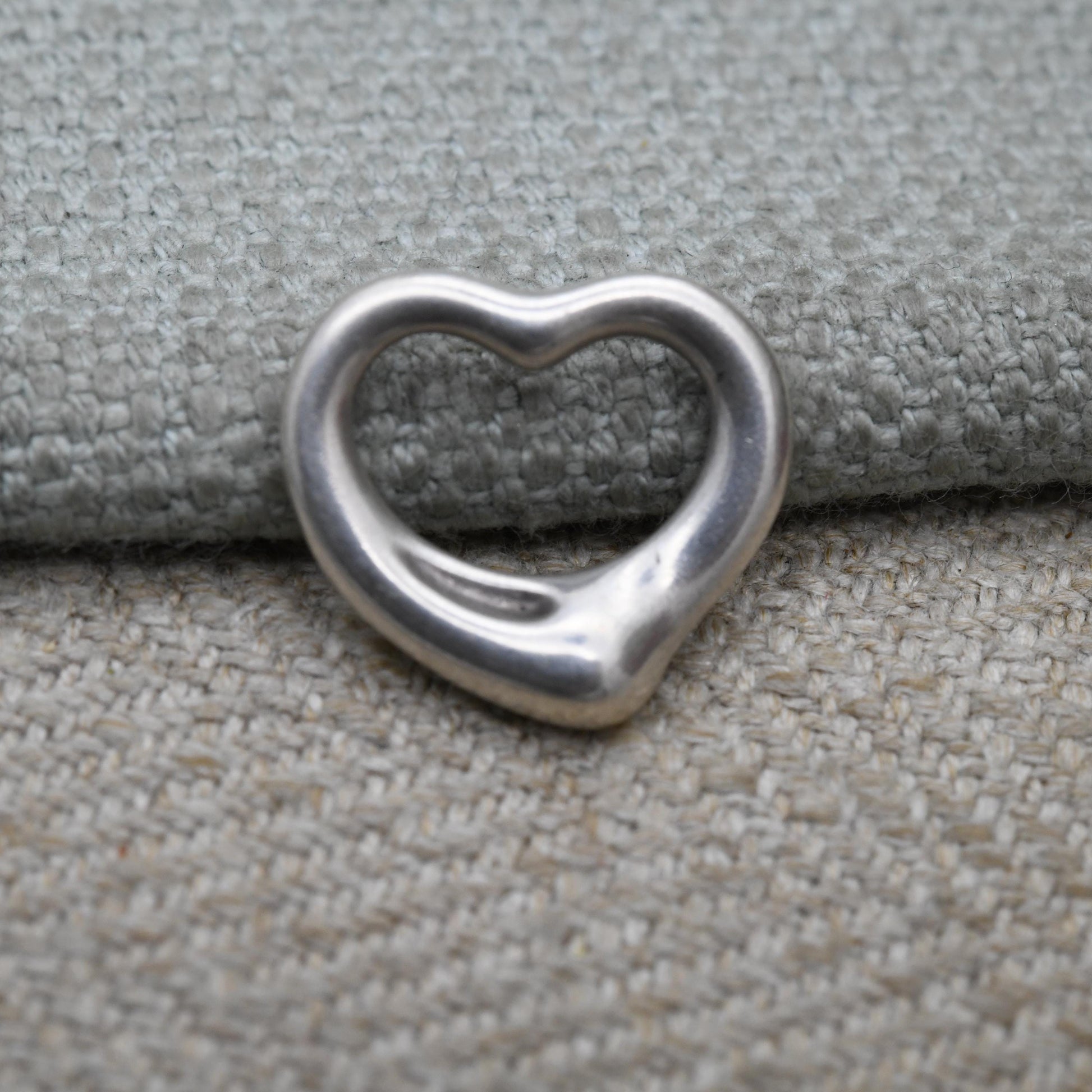 Tiffany & Co Elsa Peretti Open Heart Pendant Necklace Sterling Silver - Medium Size 16mm | Genuine Signed Designer Jewellery