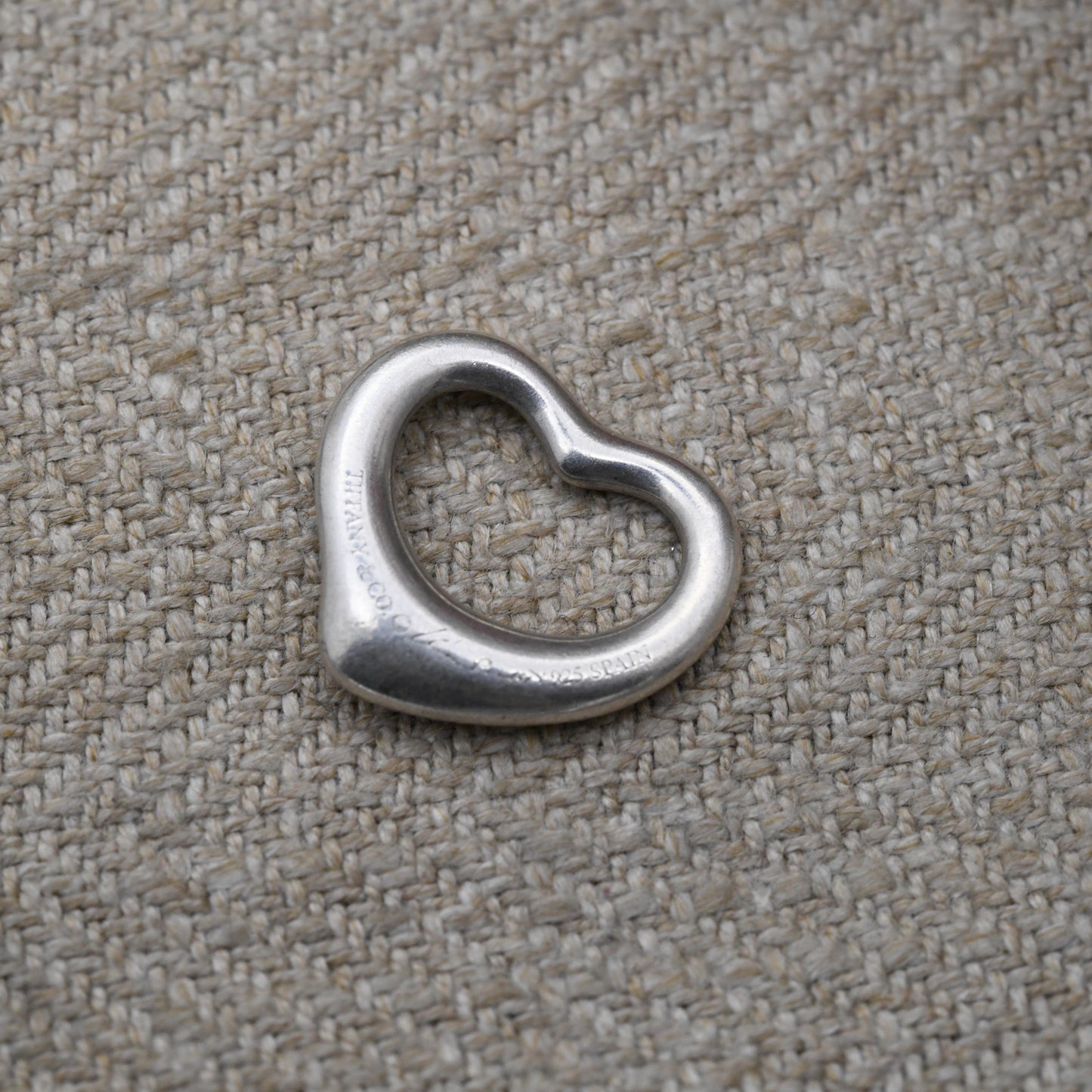 Tiffany & Co Elsa Peretti Open Heart Pendant Necklace Sterling Silver - Medium Size 16mm | Genuine Signed Designer Jewellery