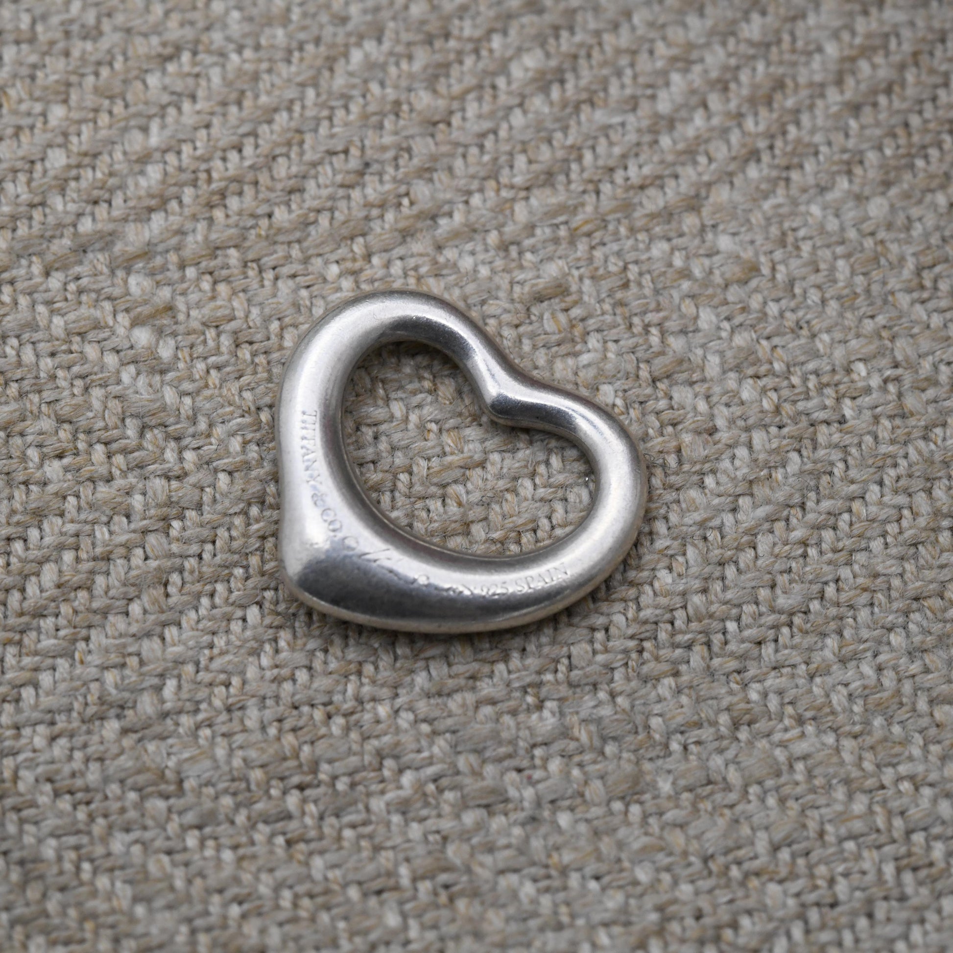 Tiffany & Co Elsa Peretti Open Heart Pendant Necklace Sterling Silver - Medium Size 16mm | Genuine Signed Designer Jewellery