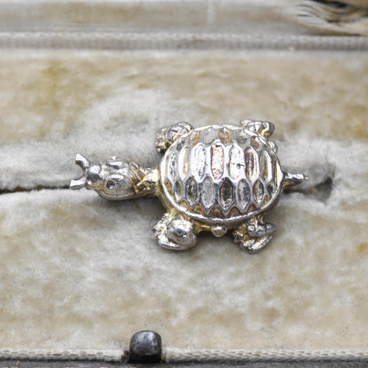 Vintage Sterling Silver Tortoise Brooch - Gift for Animal Lover