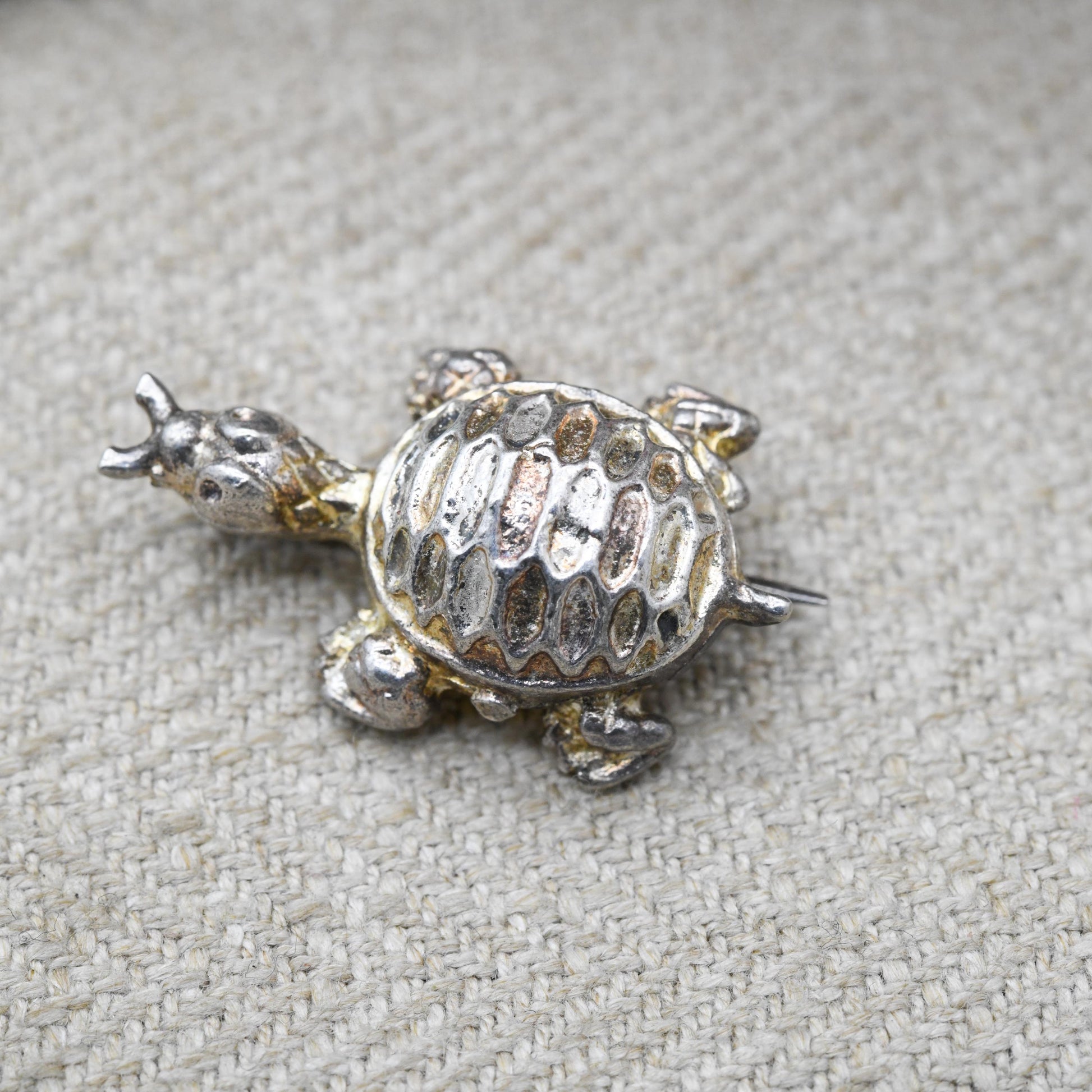 Vintage Sterling Silver Tortoise Brooch - Gift for Animal Lover
