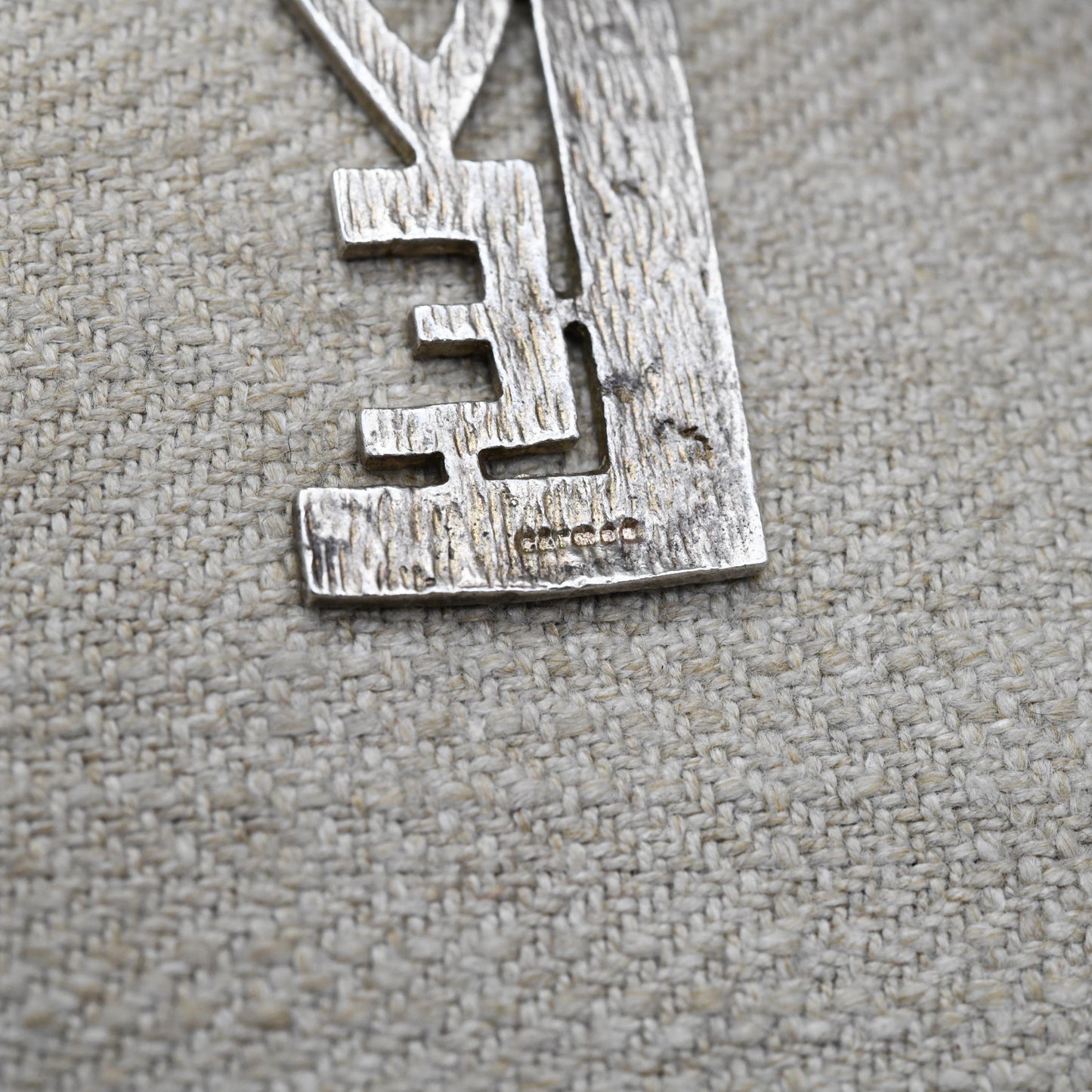 Vintage Sterling Silver Love Charm Pendant with Textured Pattern - Chunky Love Heart Writing | Romantic Gift for Charm Bracelet