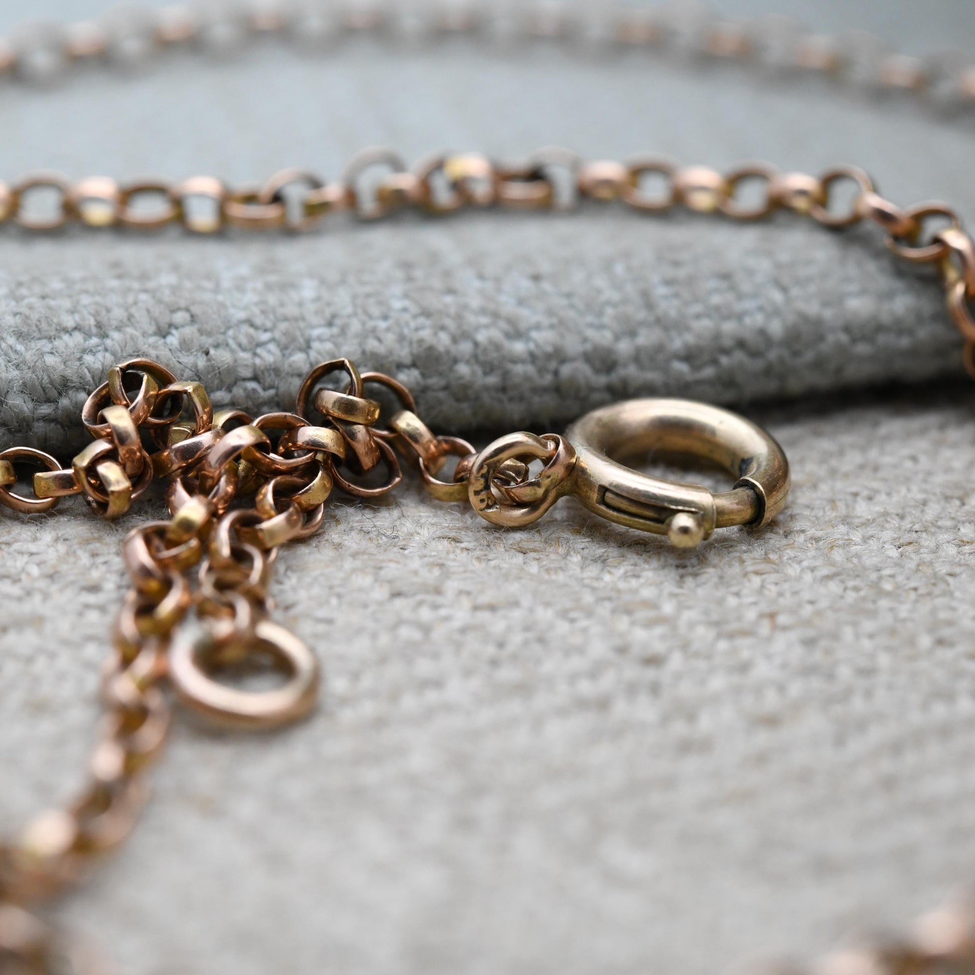 Antique 9ct Gold Belcher Chain Necklace c. 1920s - Cable Link Unisex Yellow Gold Everyday Jewellery | 24" | 62cm