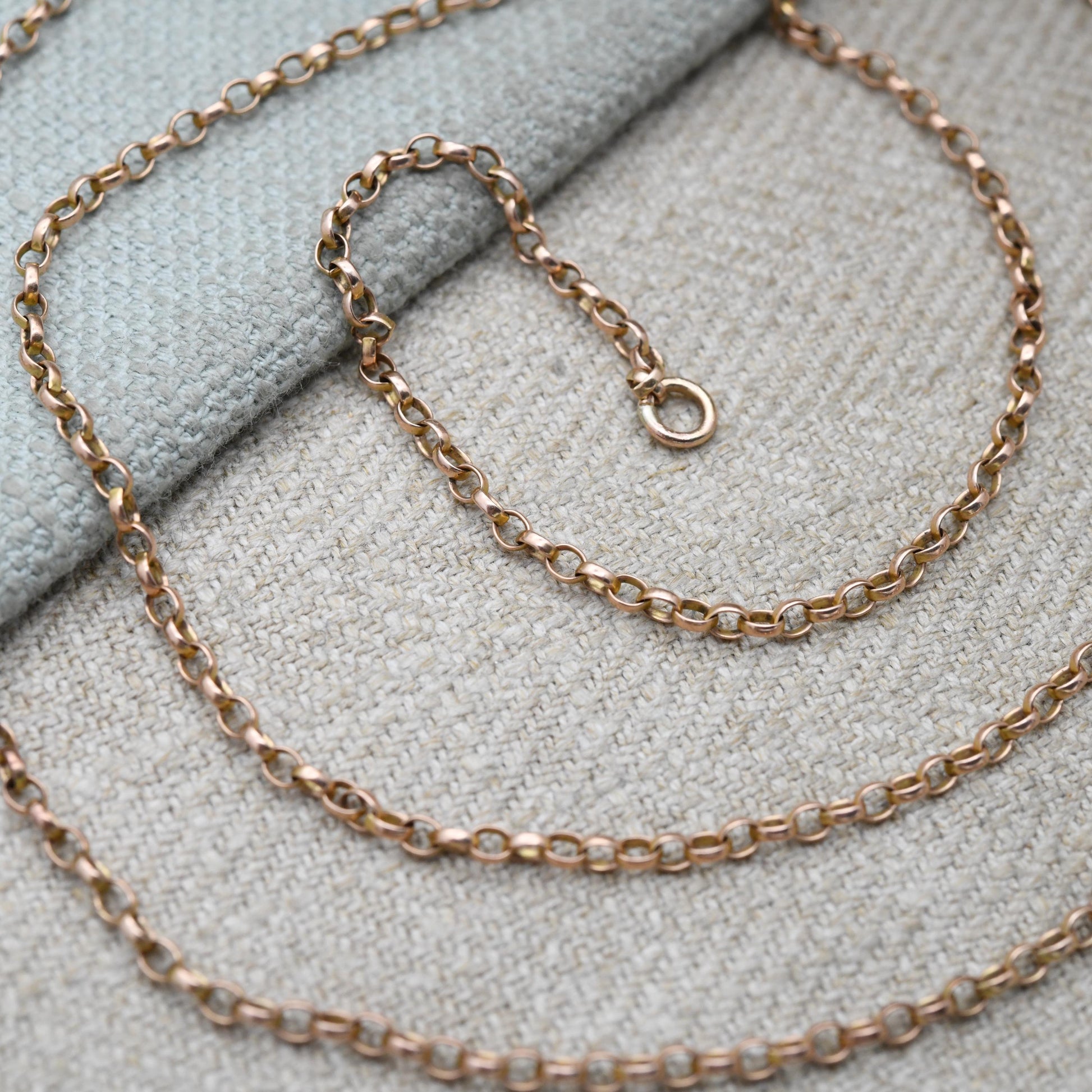Antique 9ct Gold Belcher Chain Necklace c. 1920s - Cable Link Unisex Yellow Gold Everyday Jewellery | 24" | 62cm