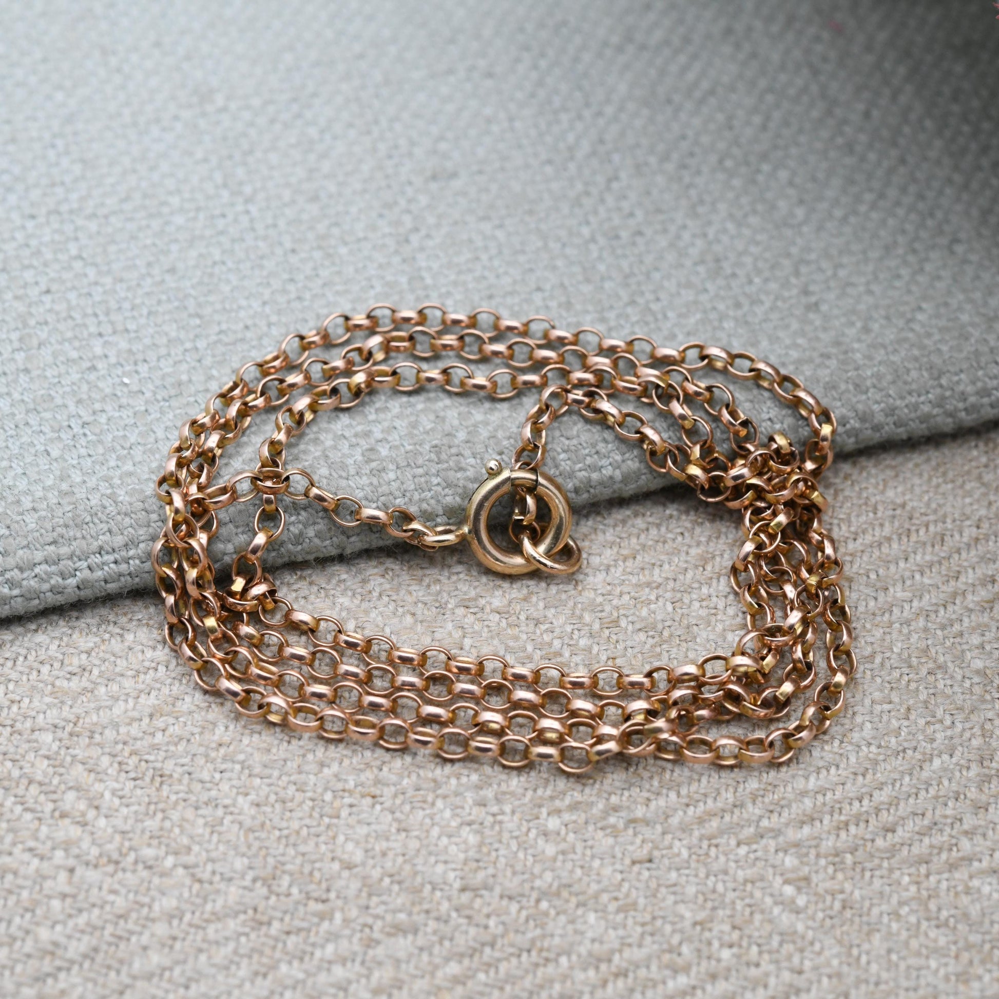 Antique 9ct Gold Belcher Chain Necklace c. 1920s - Cable Link Unisex Yellow Gold Everyday Jewellery | 24" | 62cm