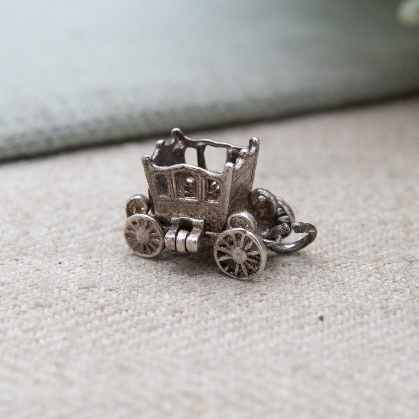 Vintage Sterling Silver Opening Fantasy Carriage Charm Pendant - Stage Coach Charm | Little Passengers | Gift for Charm Bracelet