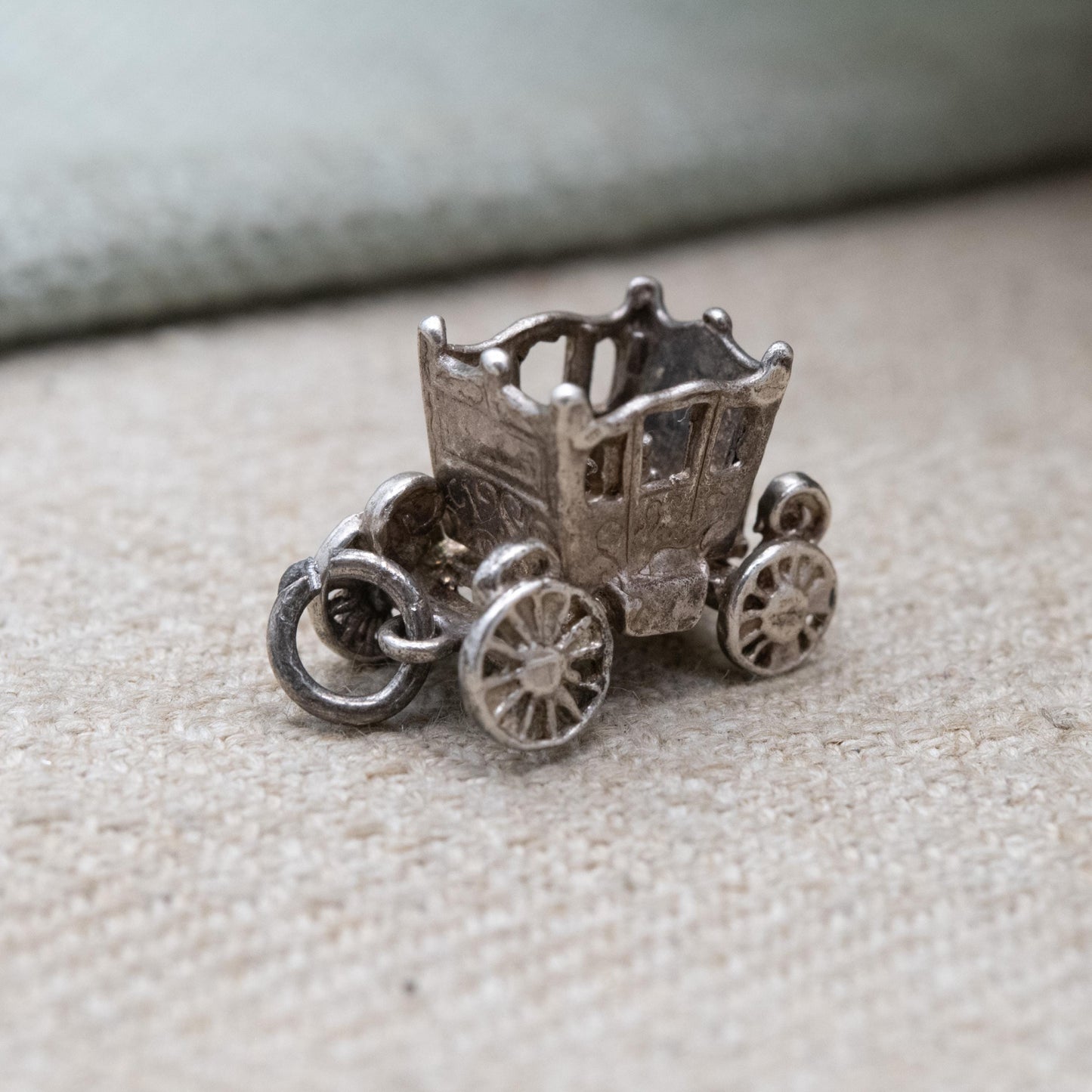 Vintage Sterling Silver Opening Fantasy Carriage Charm Pendant - Stage Coach Charm | Little Passengers | Gift for Charm Bracelet