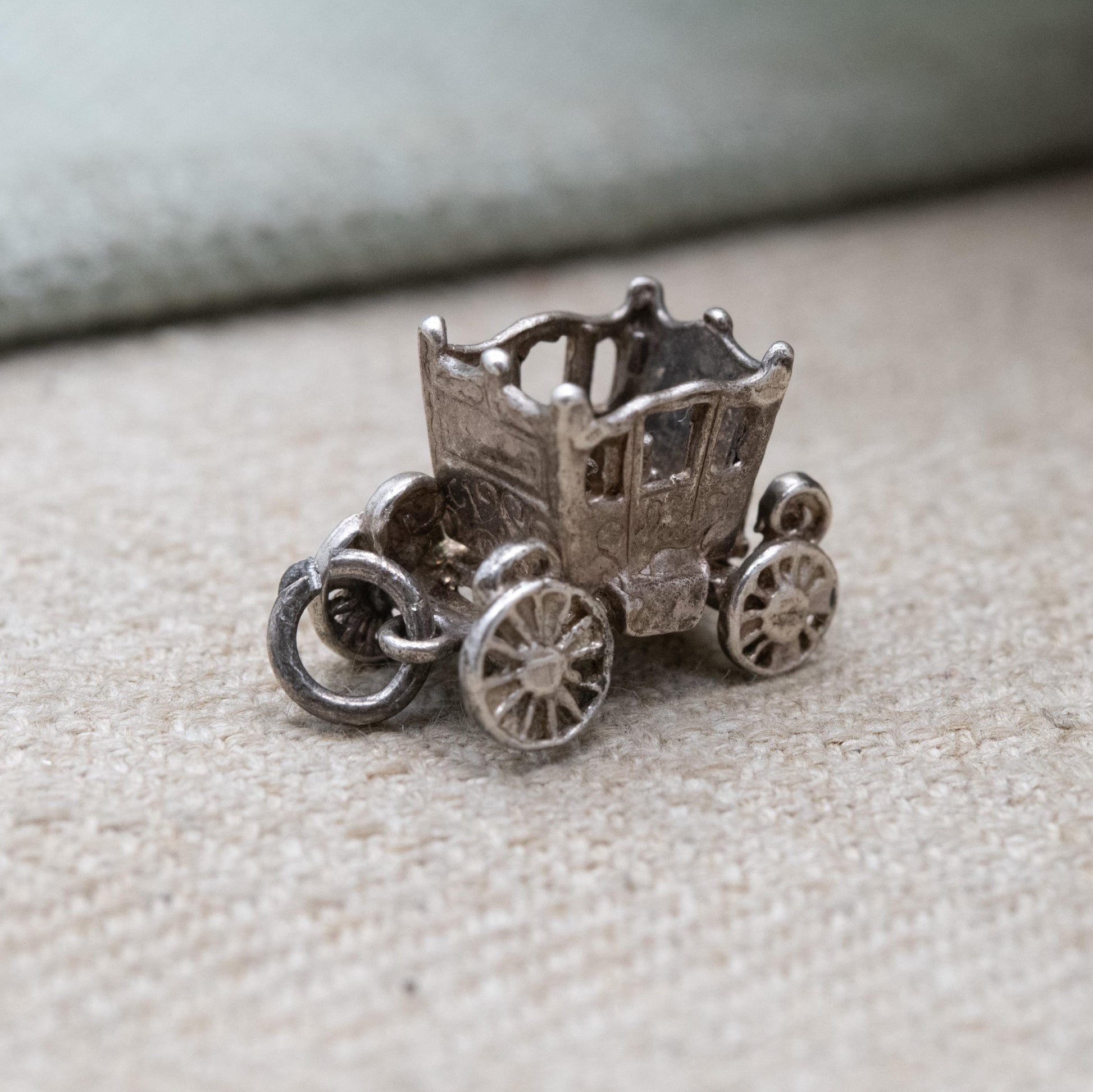 Vintage Sterling Silver Opening Fantasy Carriage Charm Pendant - Stage Coach Charm | Little Passengers | Gift for Charm Bracelet