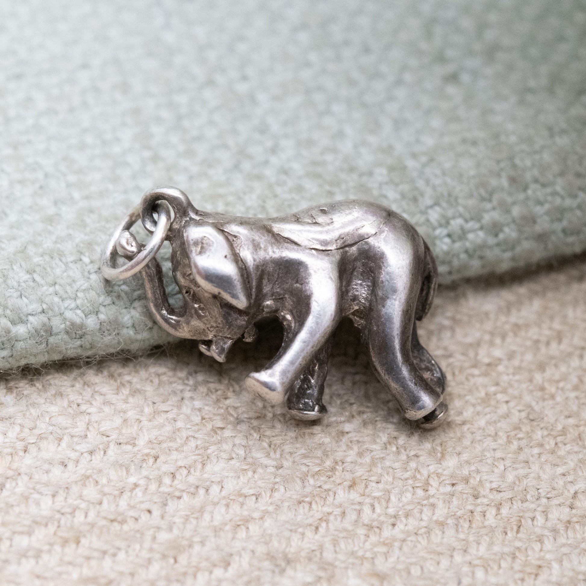 Vintage Sterling Silver Elephant Charm Pendant - Small Cute Animal | Nature Lover Gift | Indian Elephant | Gift for Charm Bracelet