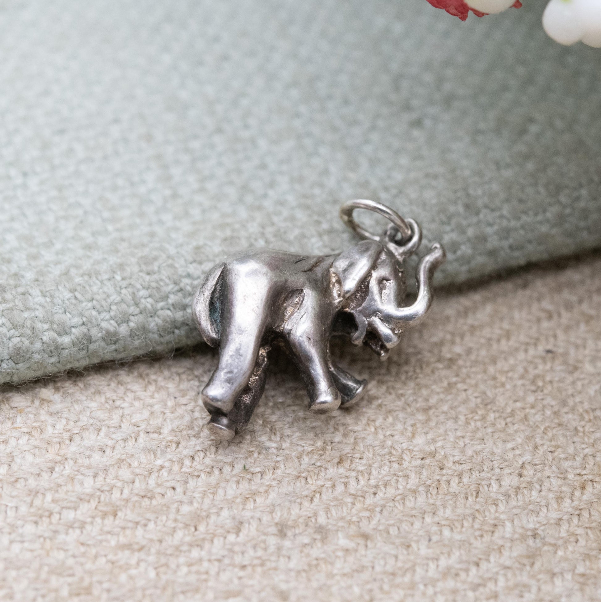Vintage Sterling Silver Elephant Charm Pendant - Small Cute Animal | Nature Lover Gift | Indian Elephant | Gift for Charm Bracelet