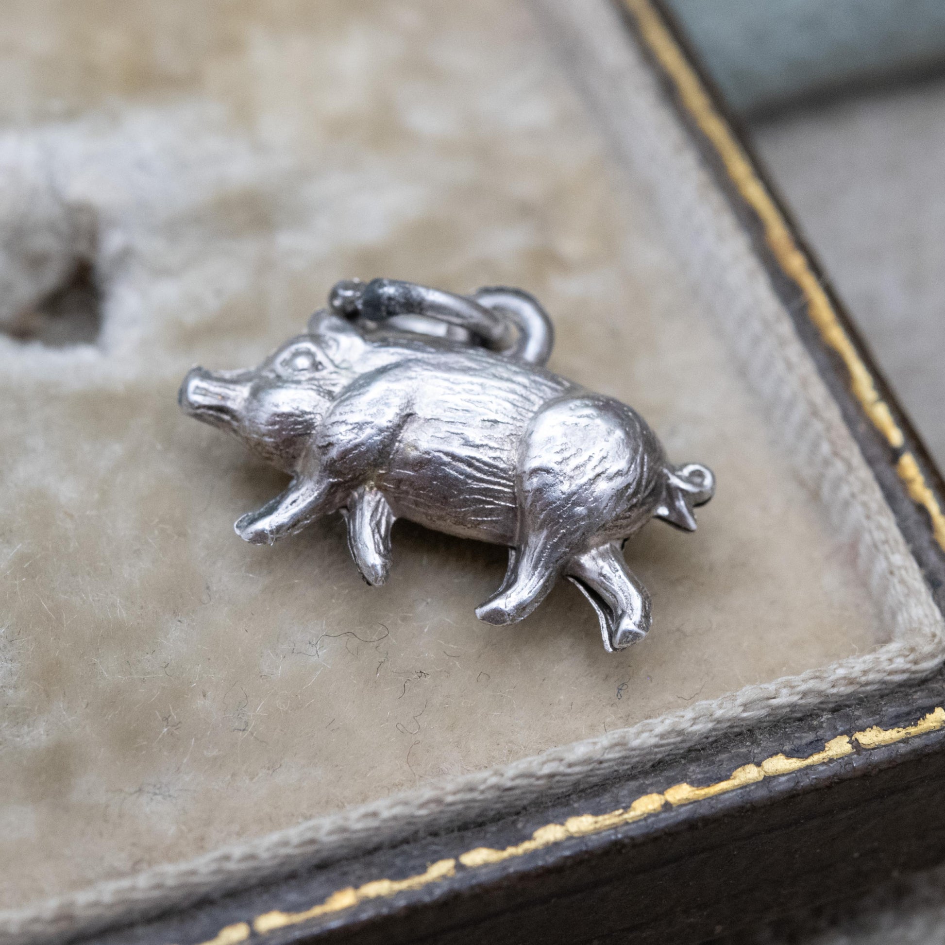 Vintage Sterling Silver Pig Charm Pendant - Novelty Detailed Animal Jewellery | Farm Girl Gift | Nature Lover Charm Bracelet Necklace