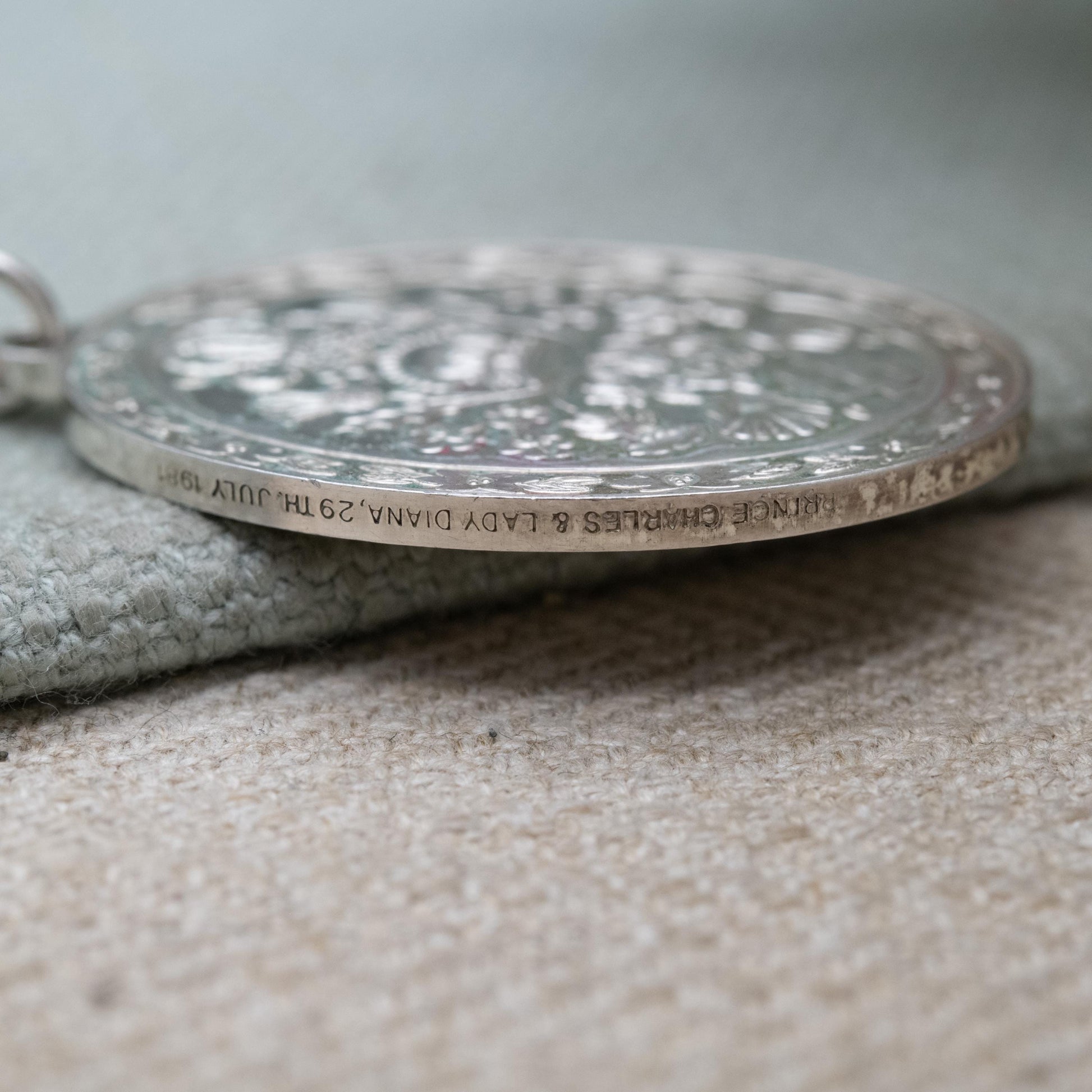 Vintage Sterling Silver Prince Charles & Lady Diana 1981 Medal Pendant - Franklin Mint Collectable Memorabilia | Wedding Commemorative