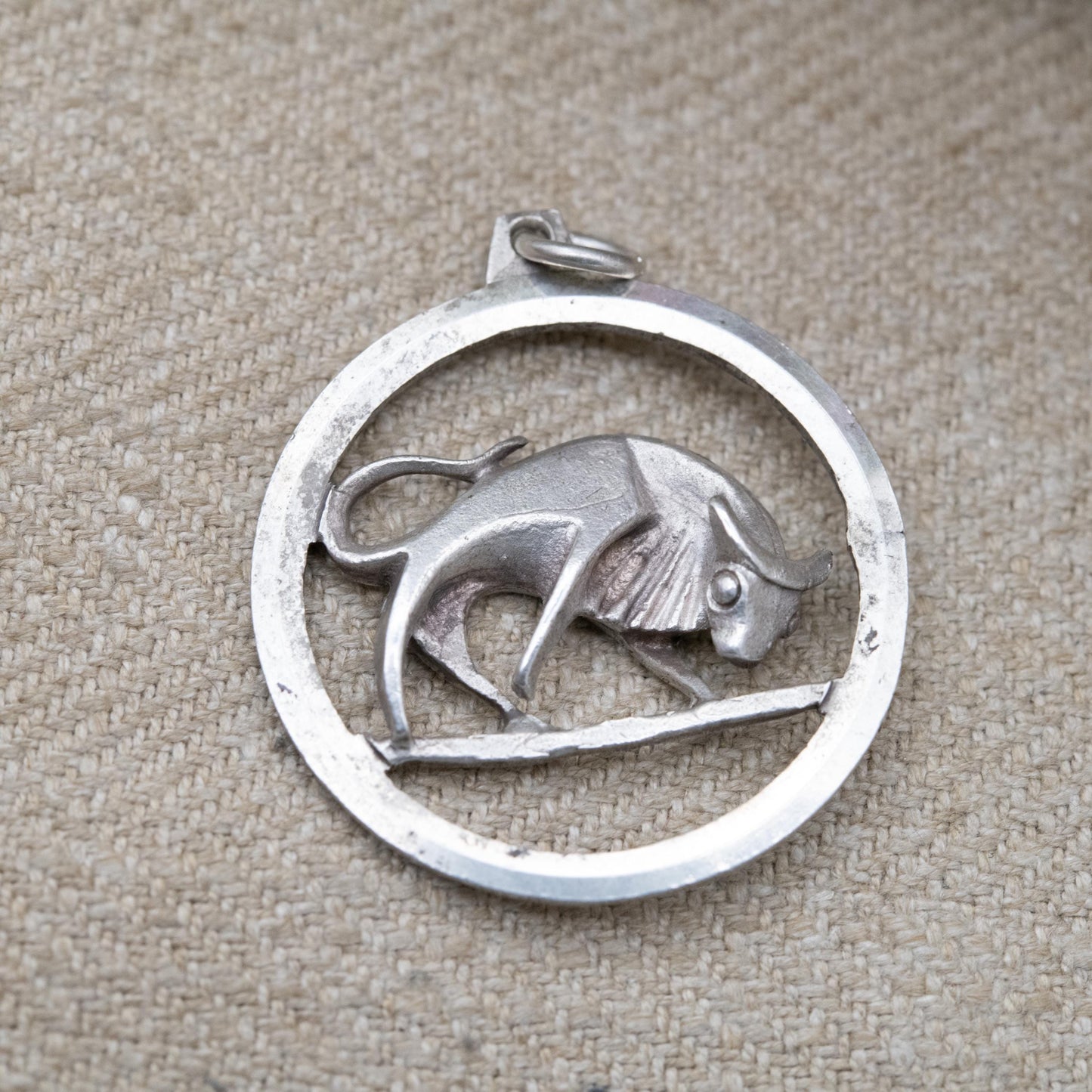 Vintage Sterling Silver Taurus Bull Fred Manshaw Pendant - Astrological Zodiac Star Sign | c. 1970s Mid-Century April May Birthday Gift